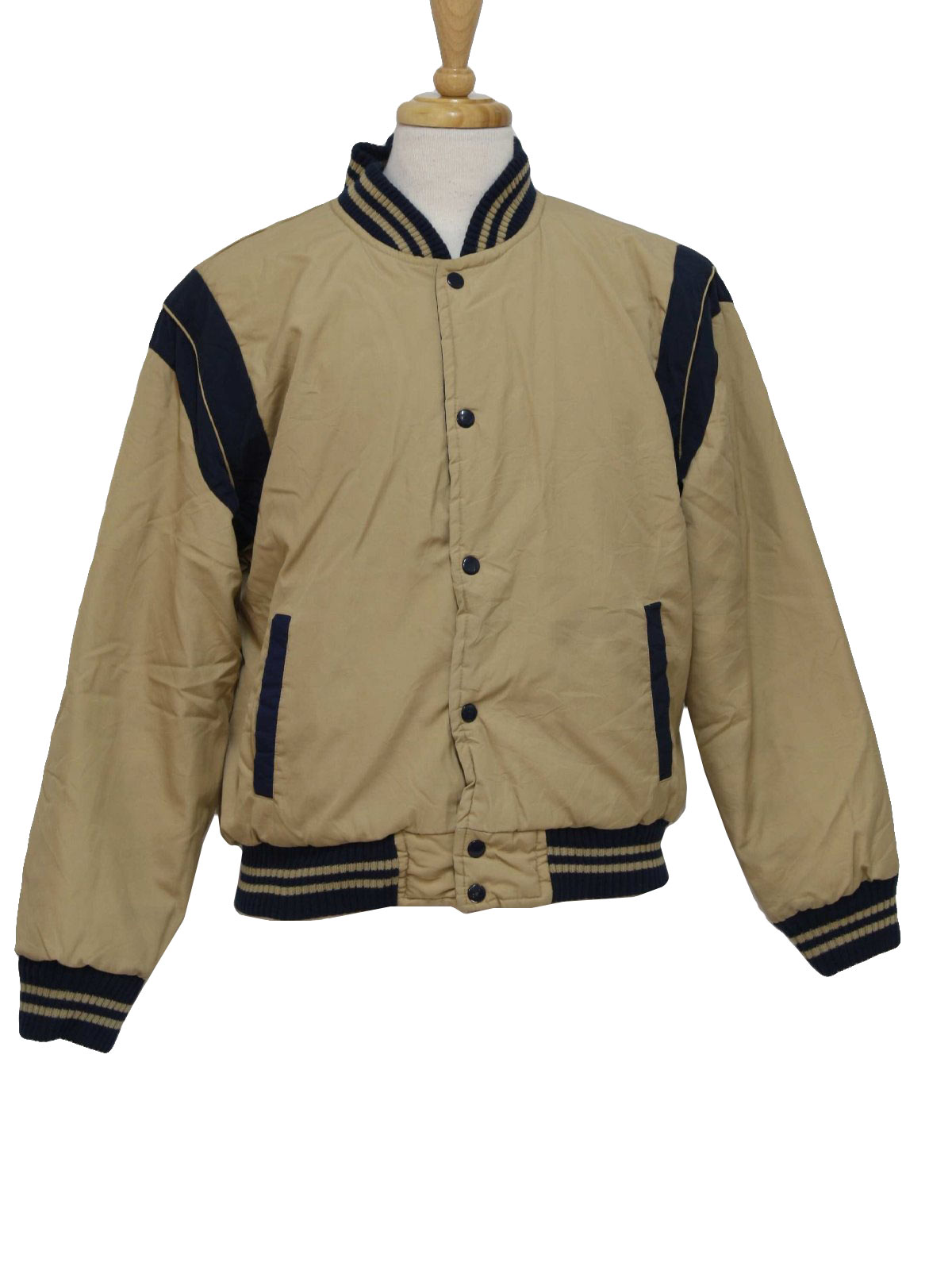 1980's Retro Jacket: 80s -Pro Am- Mens tan and navy blue, reversible ...