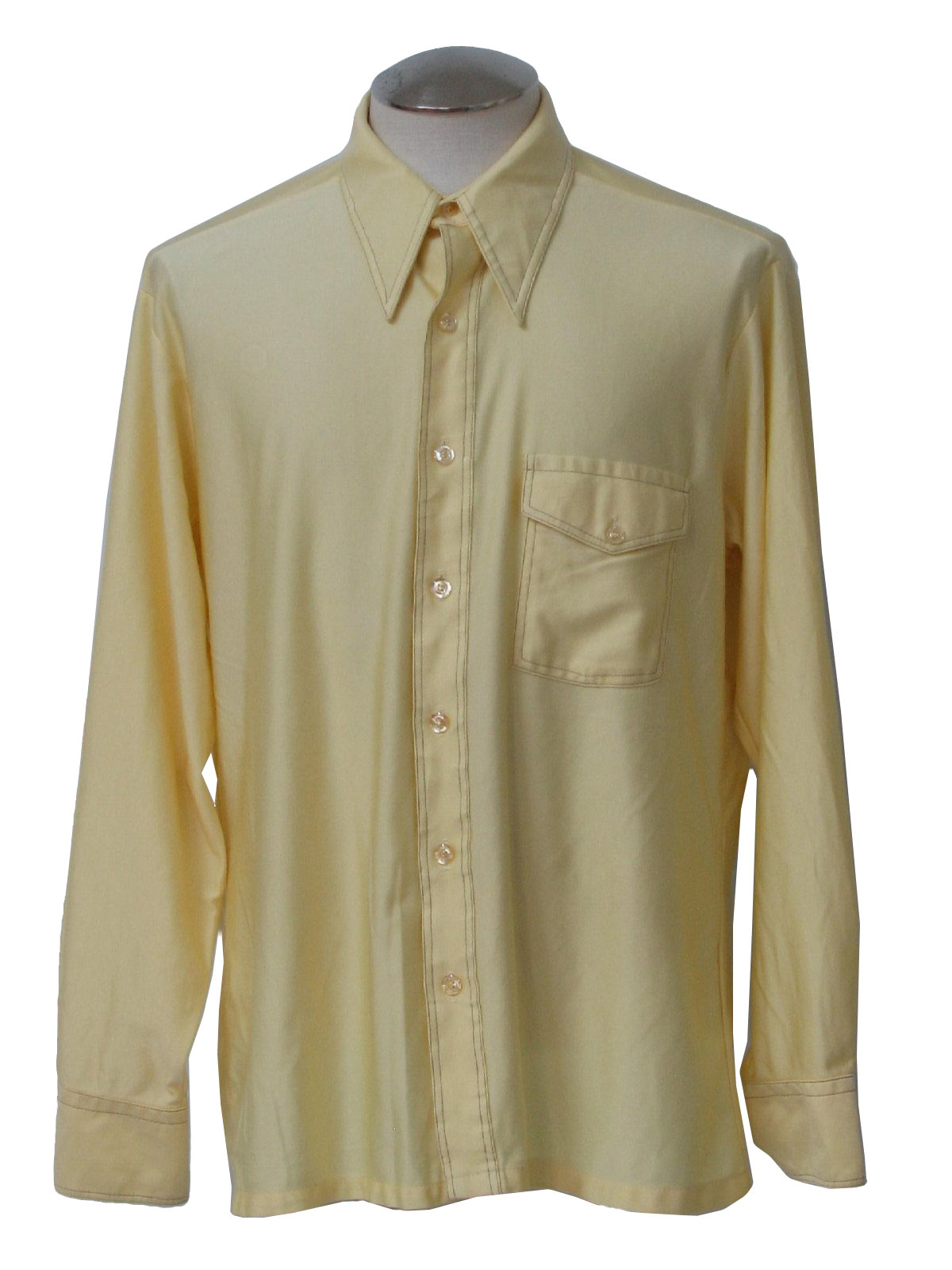 1970's Disco Shirt (JCPenney): 70s -JCPenney- Mens bright yellow ...