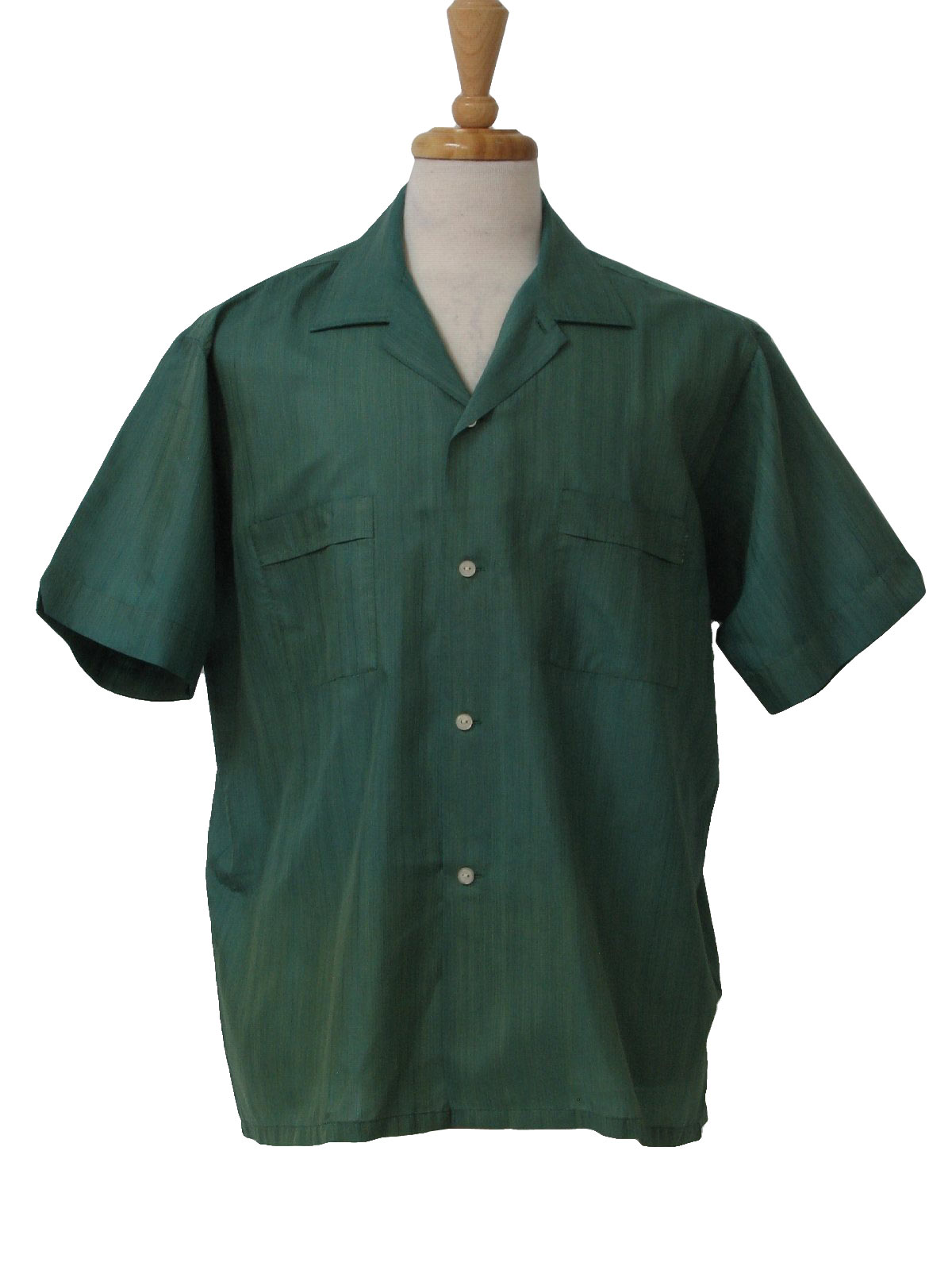1960's Retro Shirt: Early 60s -Bond- Mens green hombre striped shiny ...