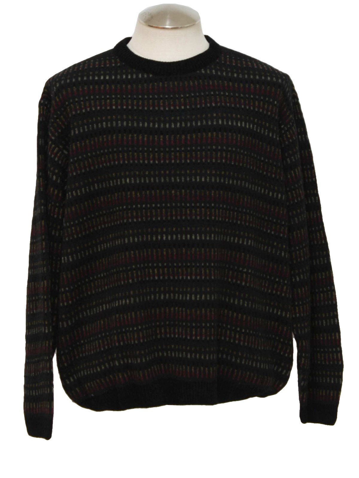 1980s Vintage Sweater: 80s -Covington- Mens black, wine, grey and sandy ...