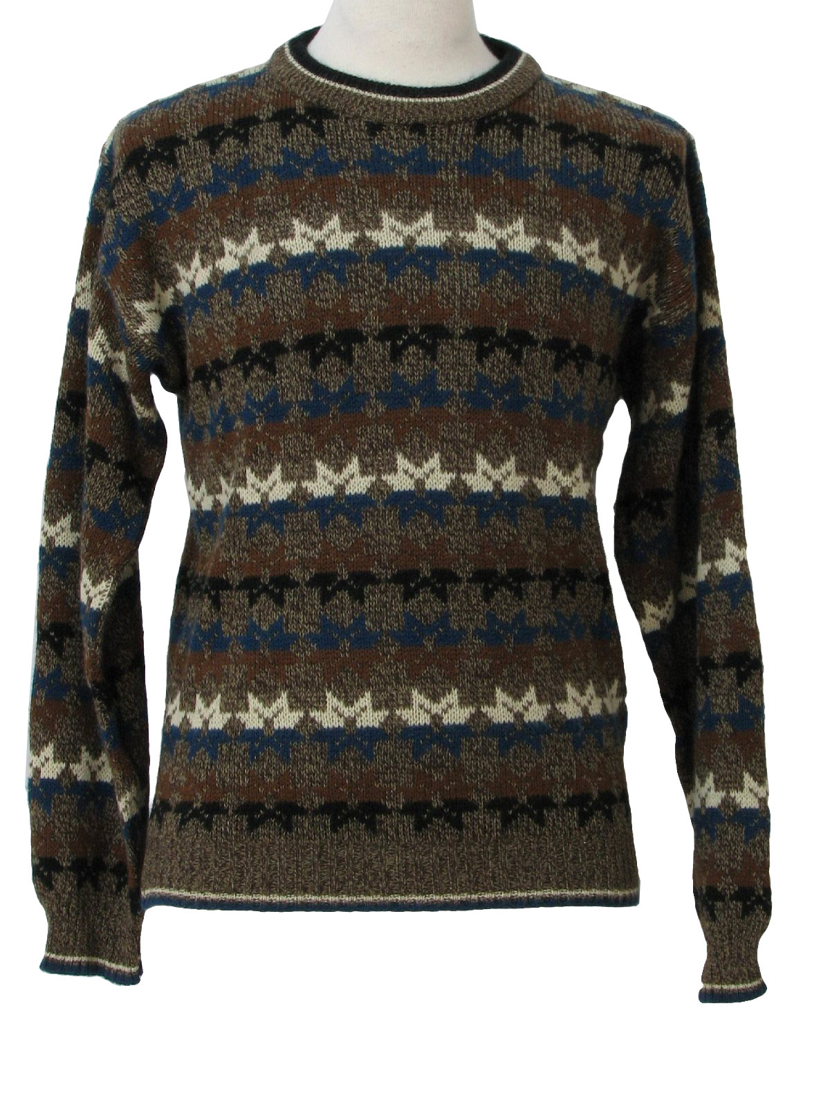 1990's Retro Sweater: 90s -Trend Basics- Mens brown, white, midnight ...