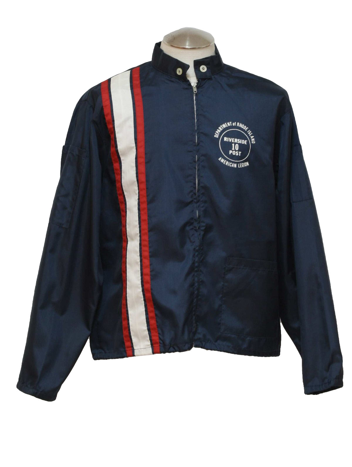 Retro 1970s Jacket: 70s -Pla Jac- Mens navy blue, red and white nylon ...