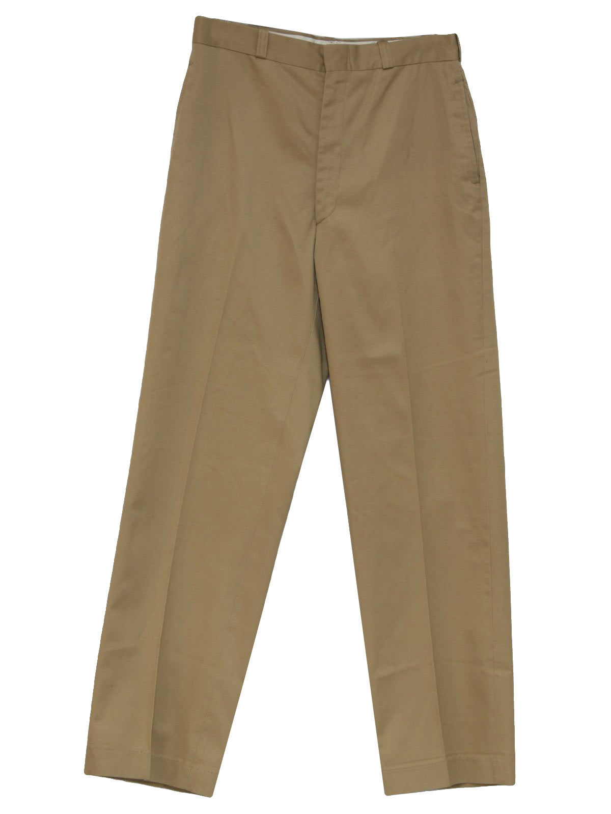1960's Vintage Pants: 60s -No Label- Mens khaki tan cotton polyester ...