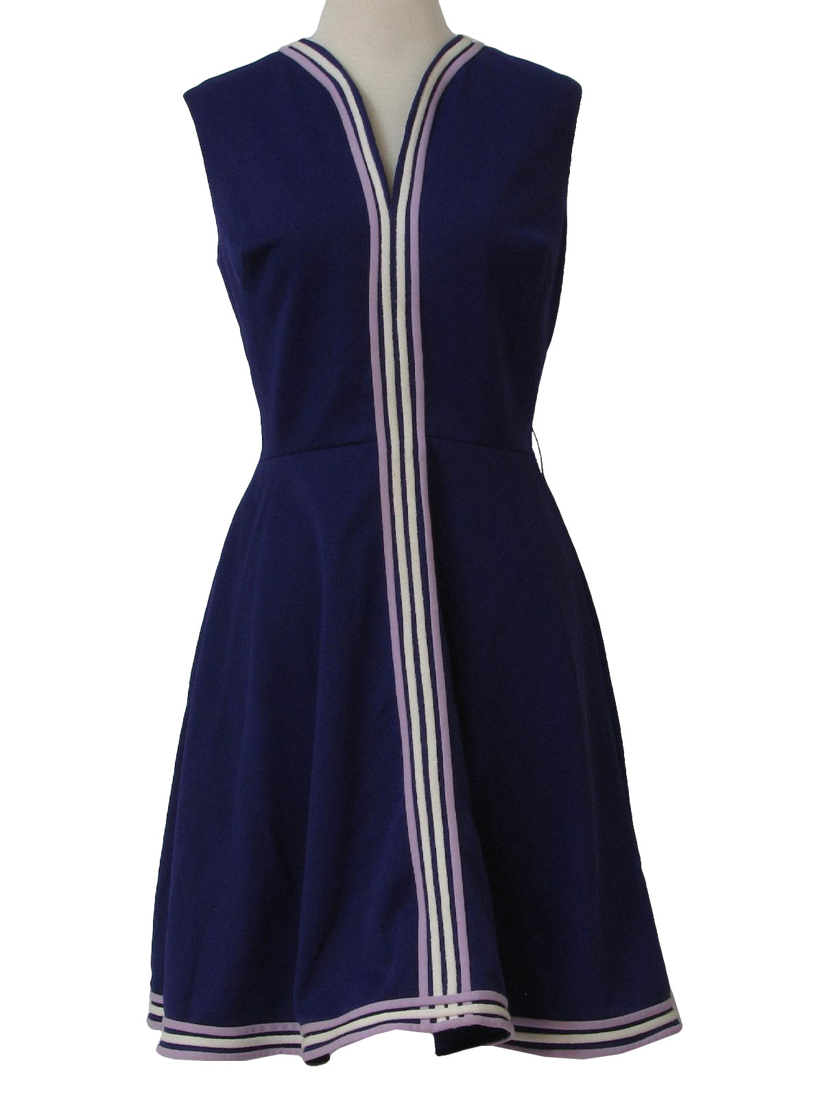 1960's Dress: 60s -no label- Womens purple, white and lavender ...