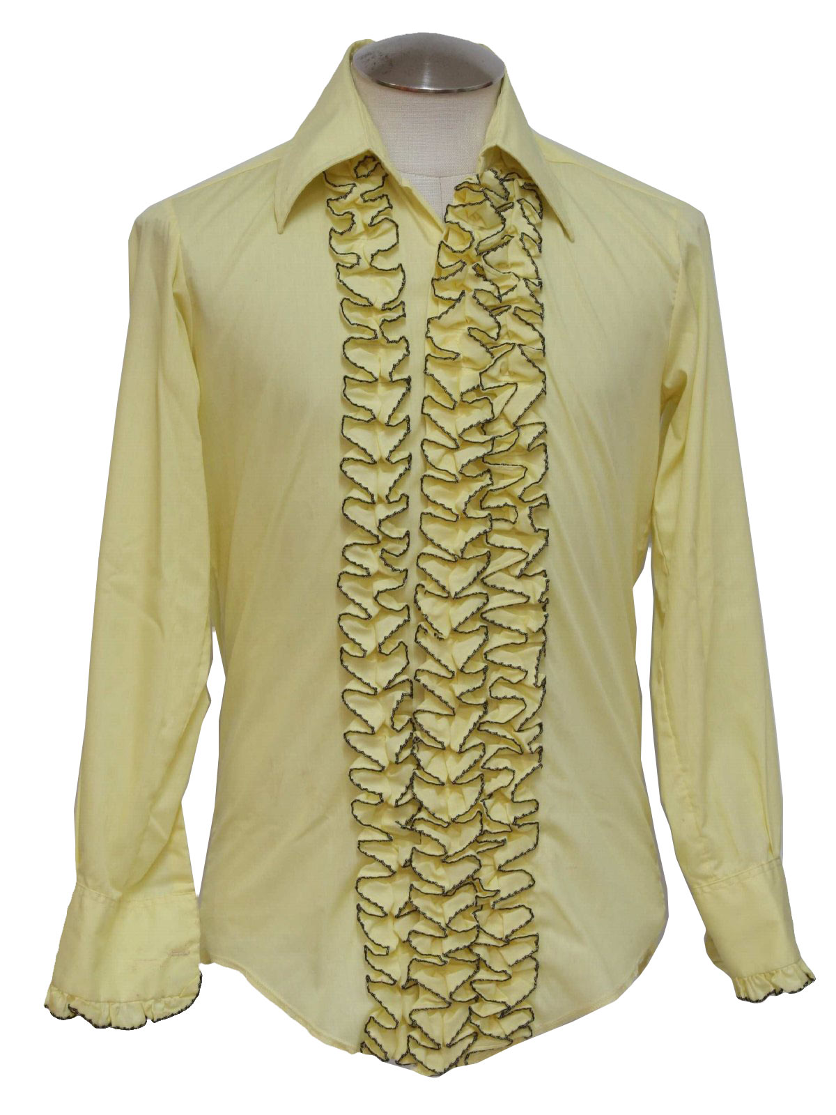 After Six Vintage Yellow ruffled  tuxedo shirt 