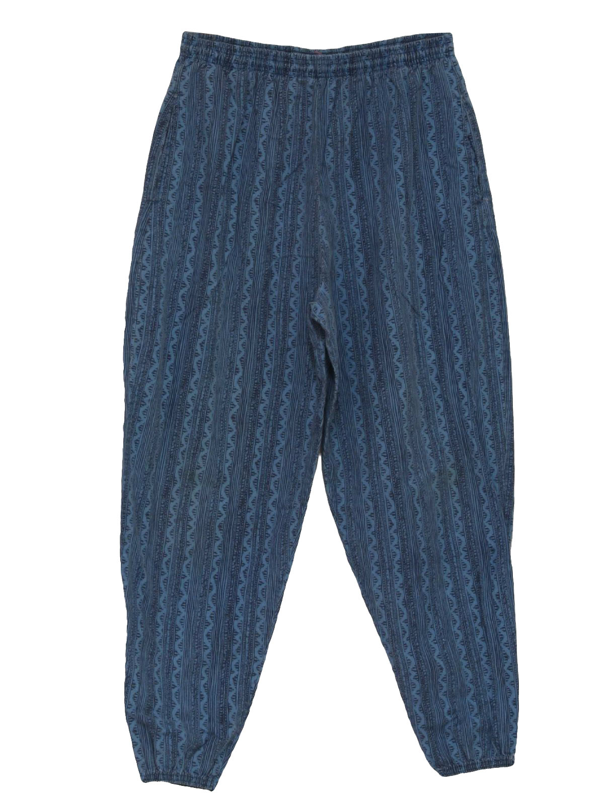 80s Retro Pants: 80s -MTO Surf- Mens blue and blue geometric print ...