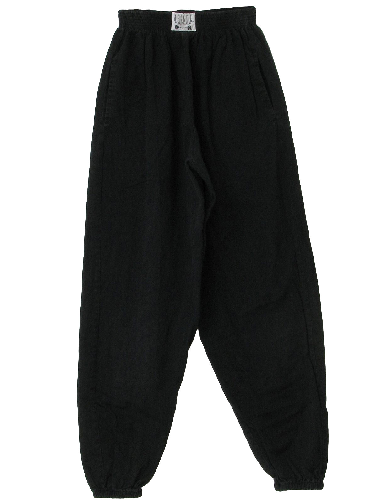 80's Vintage Pants: 80s -Arcade Power- Mens black high elastic waist ...