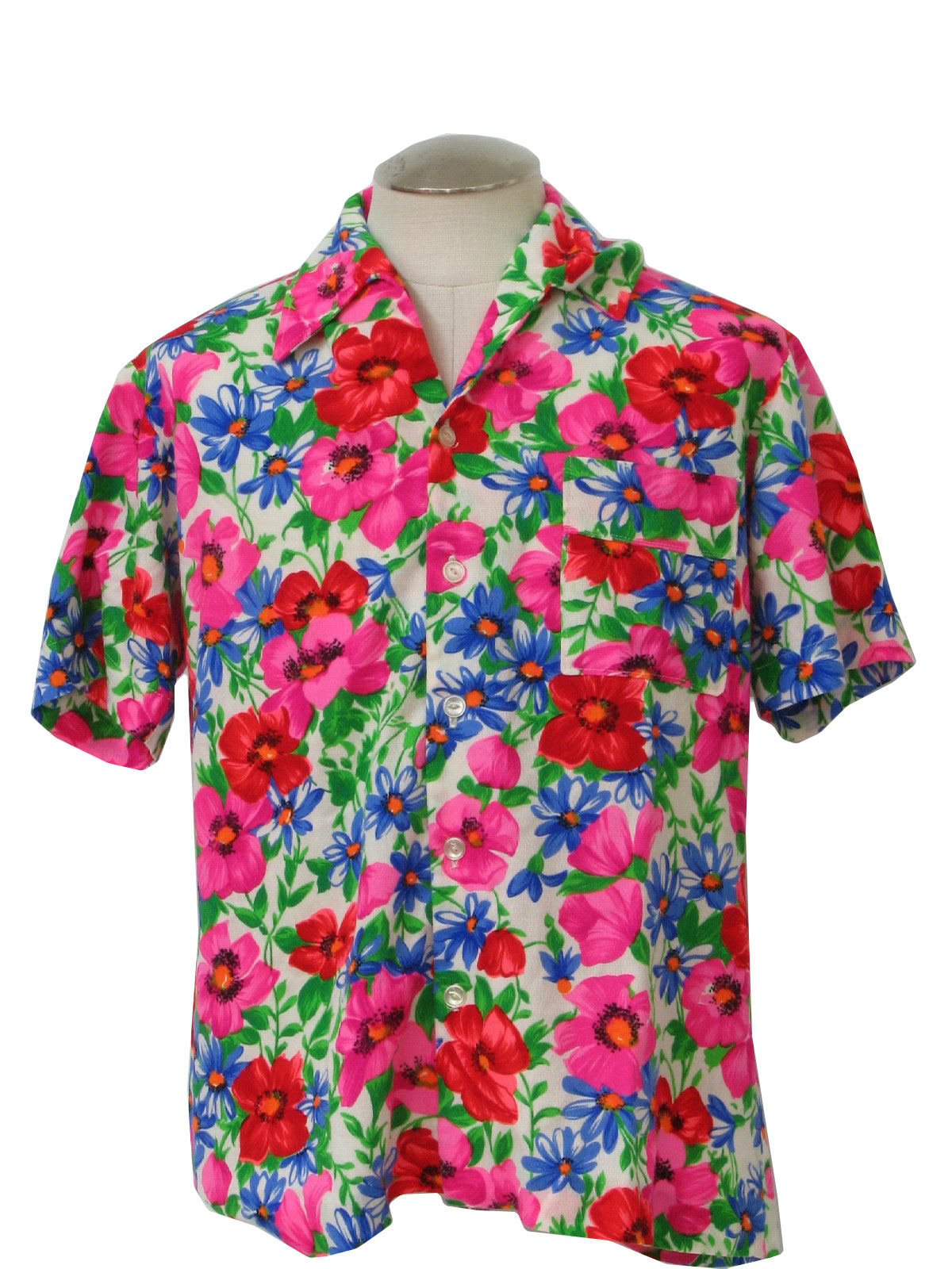 70s Retro Hawaiian Shirt: 70s -Prince Kalakaua- Mens black, white, red ...