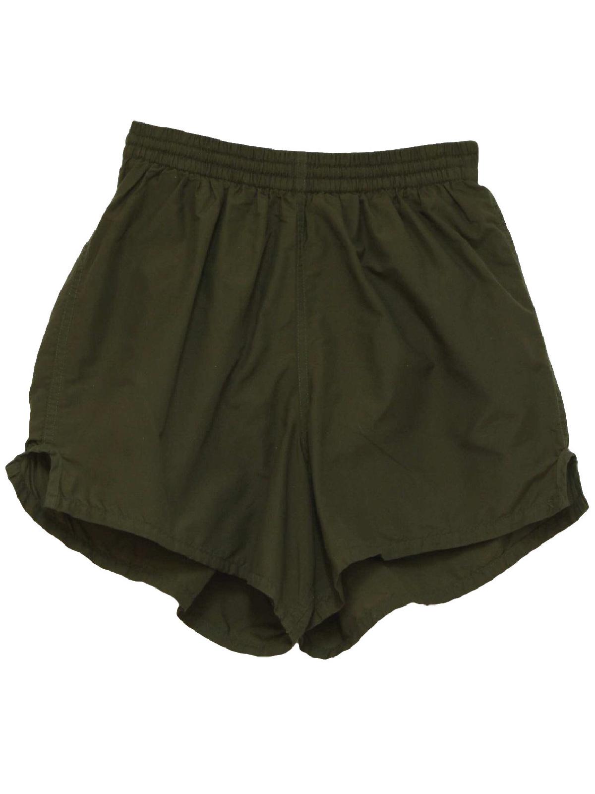 1970's Shorts (Unicor): 70s -Unicor- Mens army green nylon, elastic ...