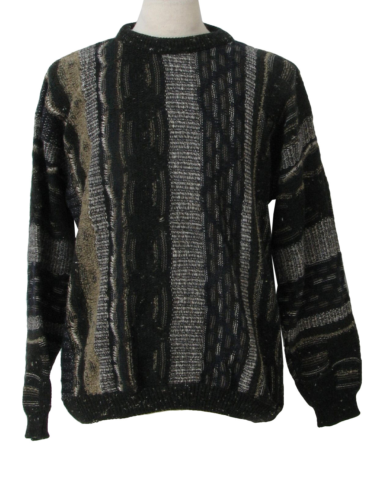 Eighties Vintage Sweater: 80s -Grafico Italia- Mens moss green, dusty ...
