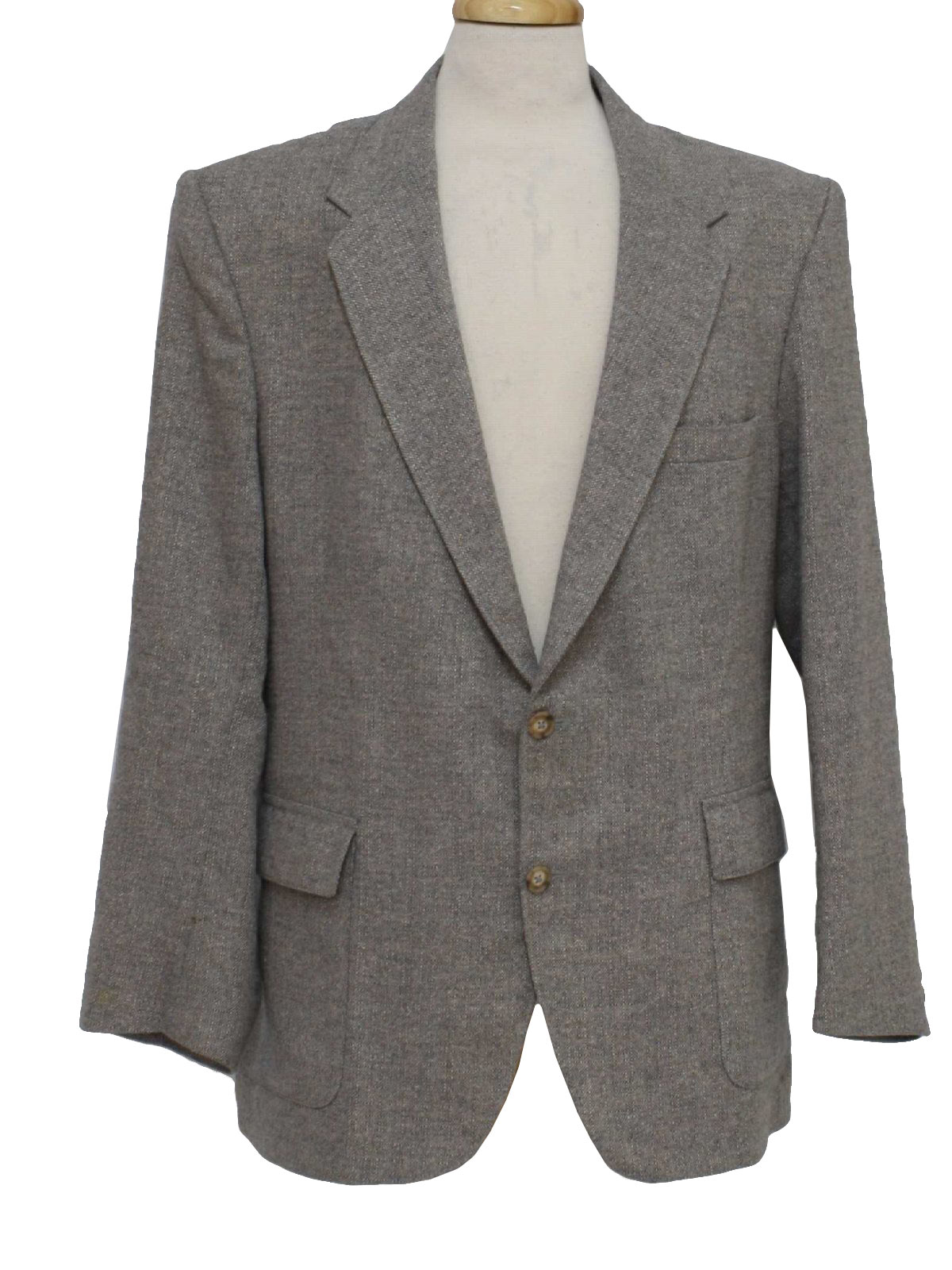 Vintage 1980's Jacket: 80s -WFF by Farah- Mens blended wool grey and ...
