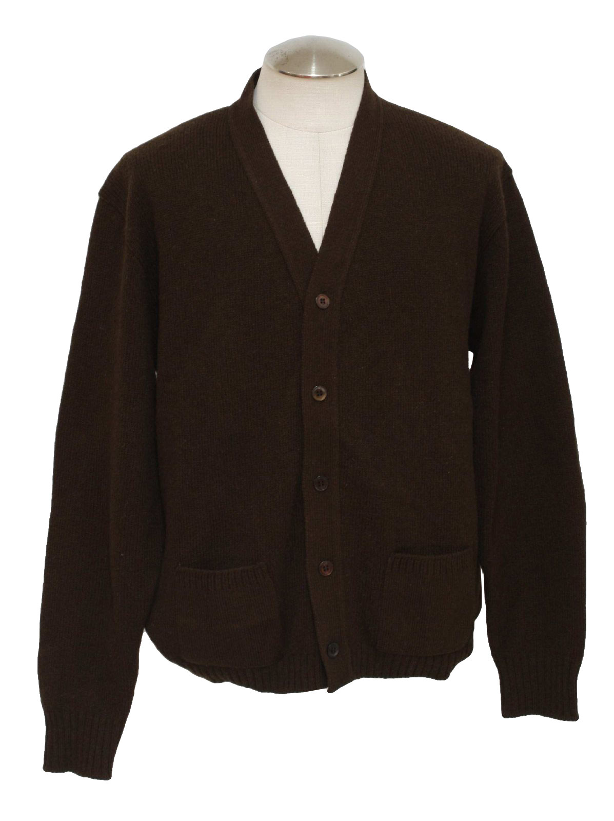 Retro 1970's Caridgan Sweater (Jantzen) : 70s -Jantzen- Mens dark brown ...