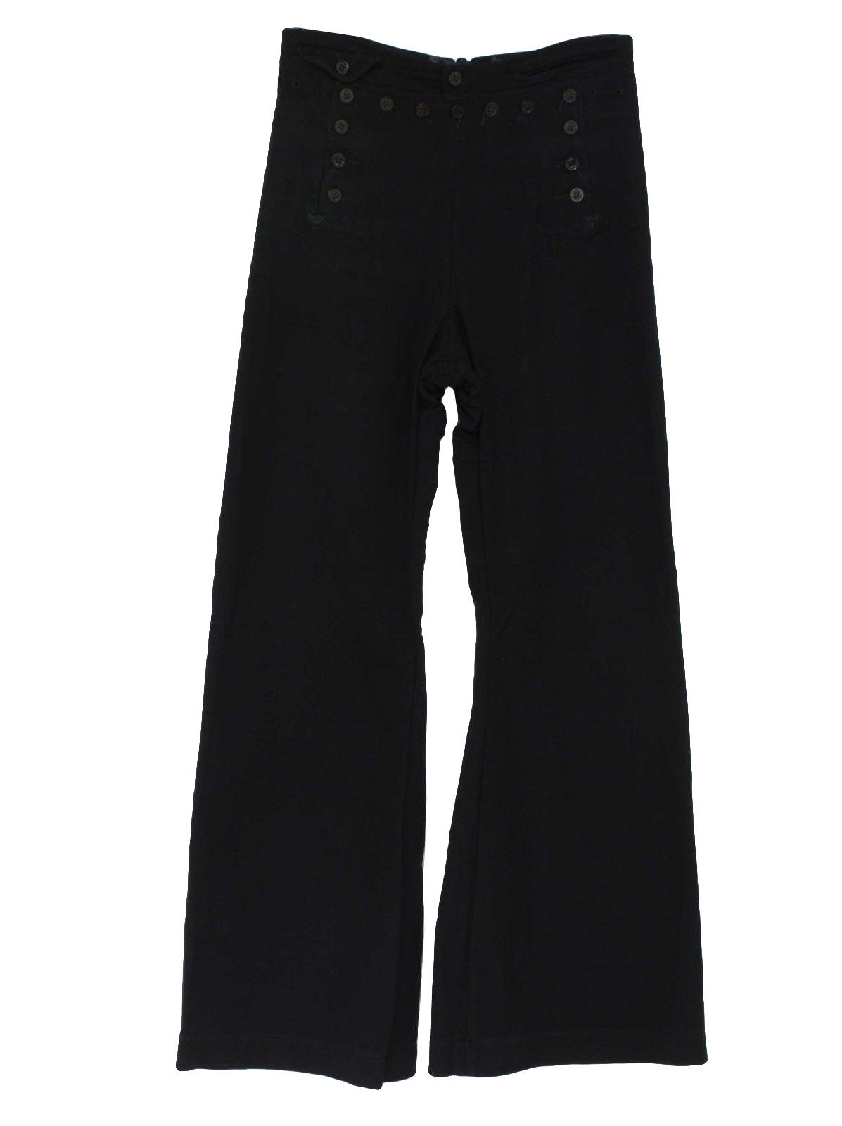 70s Vintage Bellbottom Pants: 70s -no label- Mens blue black wool ...