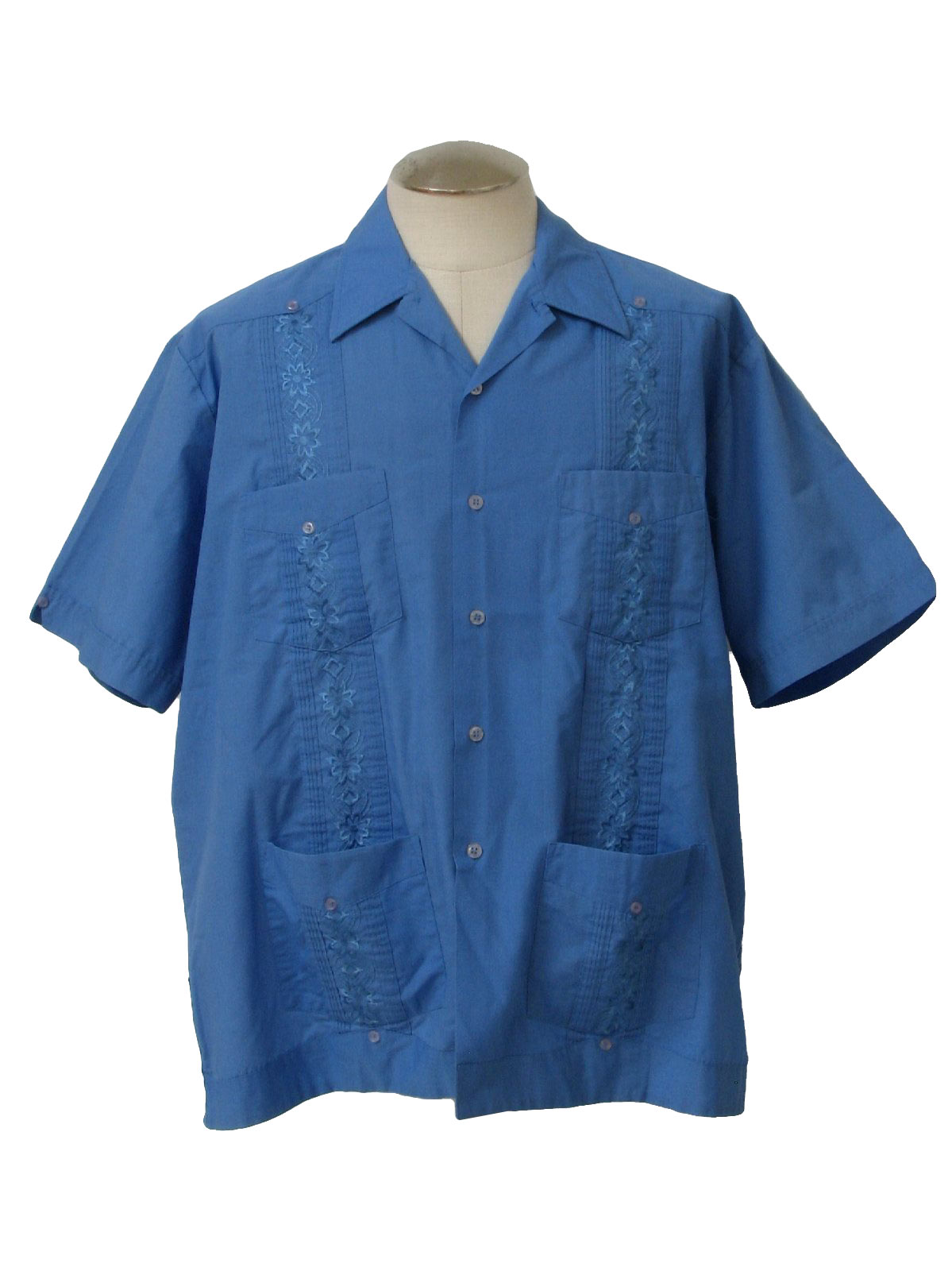1980's Vintage Haband Guayabera Shirt: 80s -Haband- Mens lake blue ...