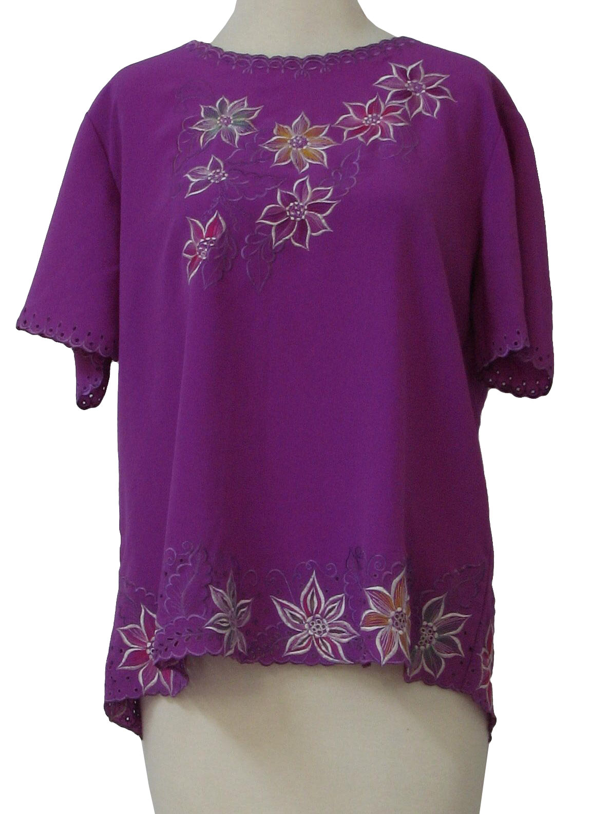 Vintage 1980's Hippie Shirt: 80s -no label- Womens orchid, silver, gold ...