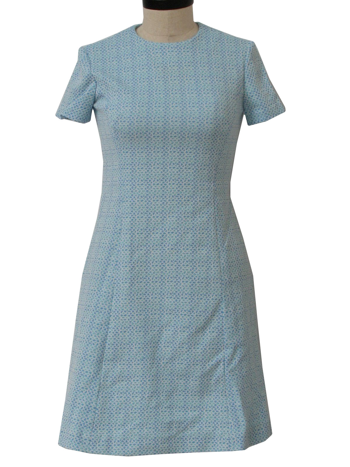 Vintage Home Sewn Sixties Dress: 60s -Home Sewn- Womens white with aqua ...