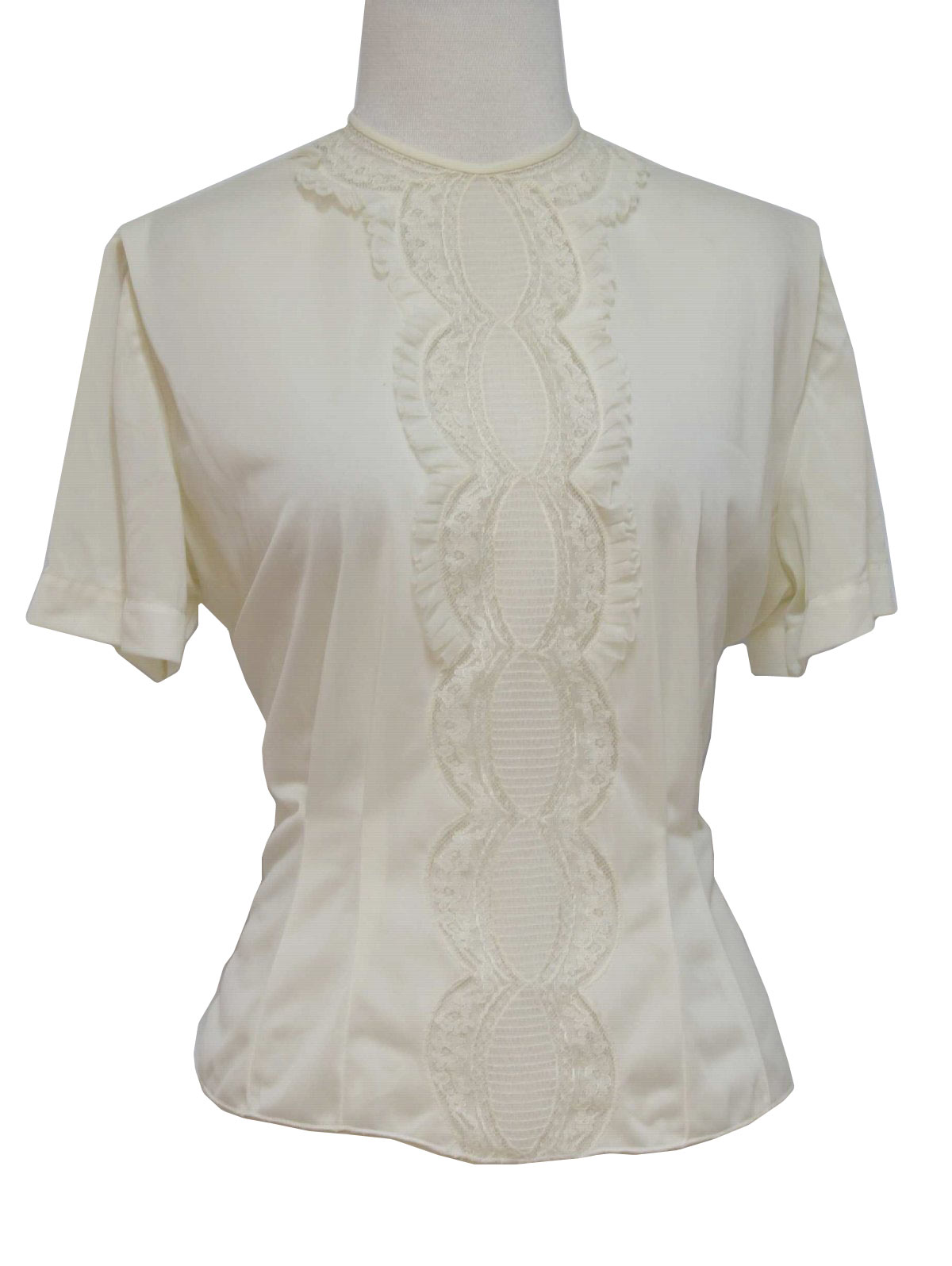 Weber 50's Vintage Shirt: 50s -Weber- Womens off white nylon short ...