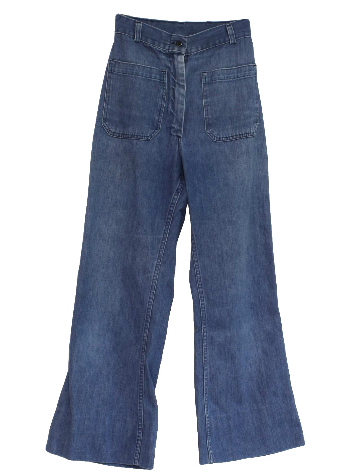 1970's Bellbottom Pants (Choctaw): 70s -Choctaw- Womens blue cotton and ...