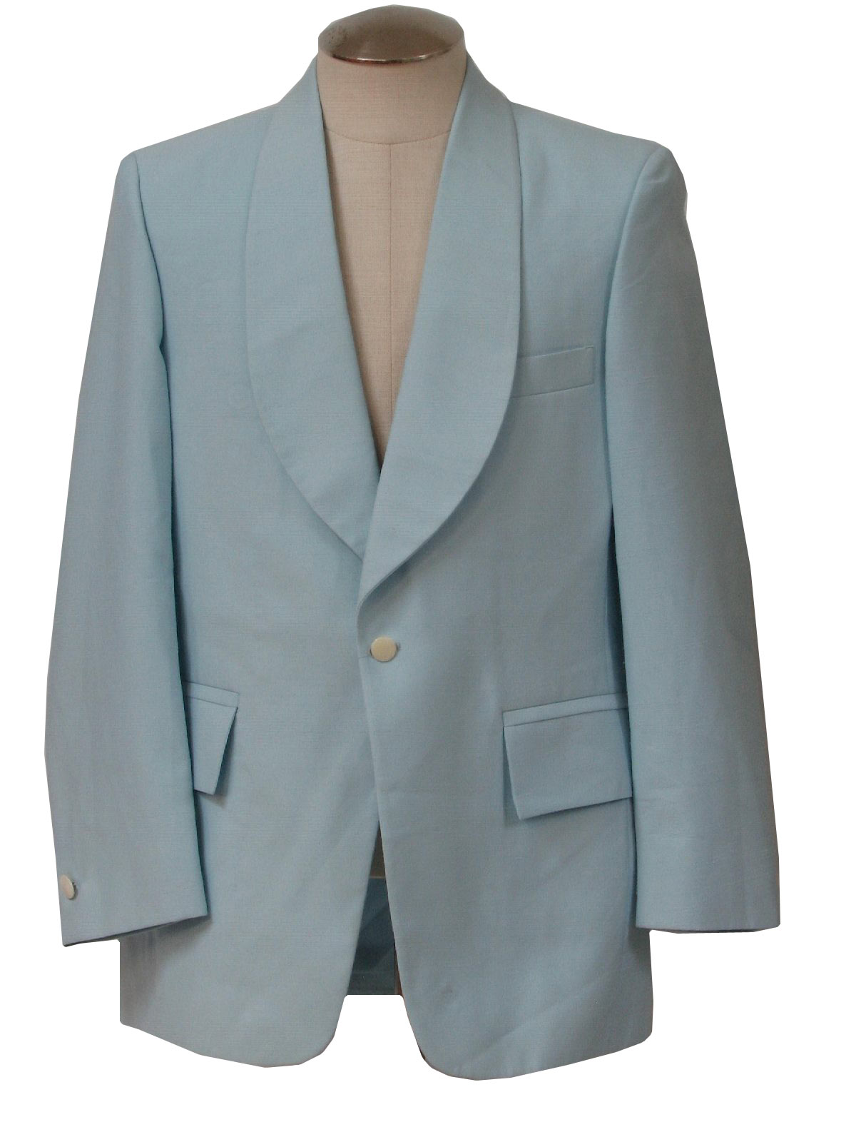 1980s Vintage Jacket: 80s -After Six- Mens pale blue polyester shantung ...