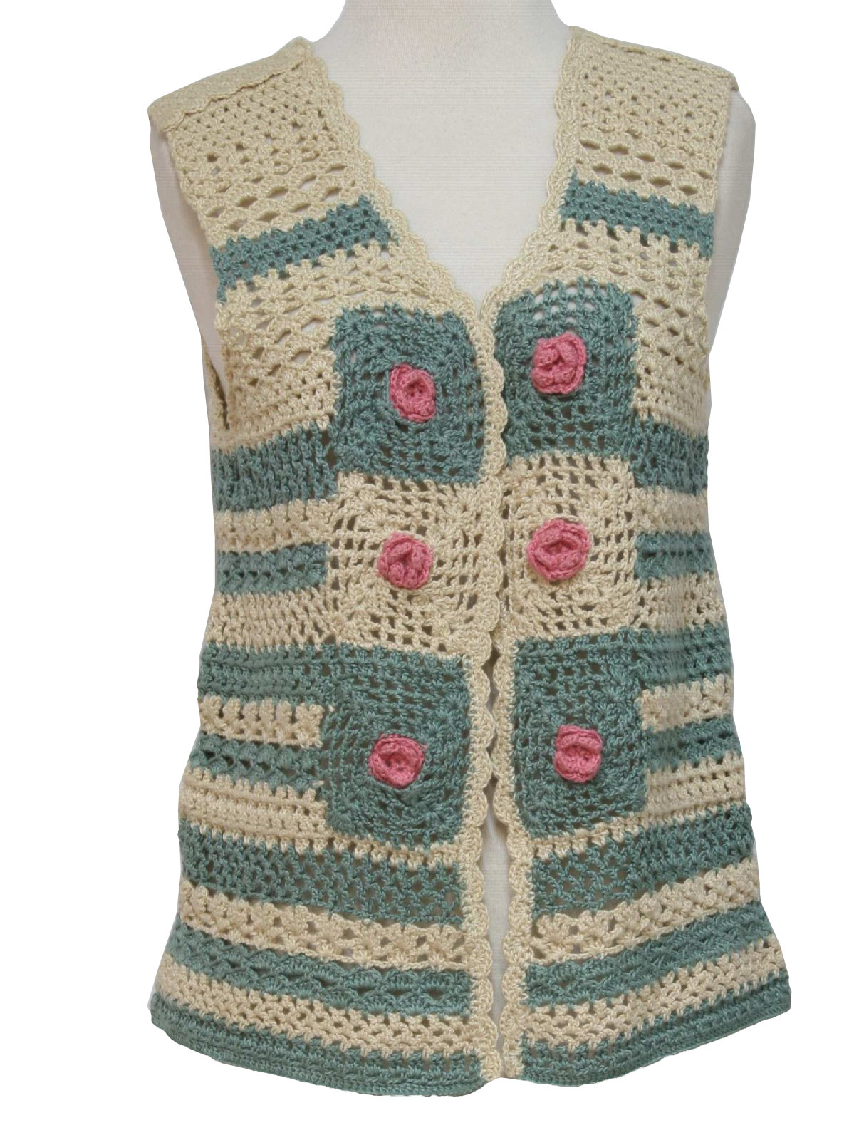 Retro 1970's Vest (Hand Crocheted) 70s style (made in 80s) Hand