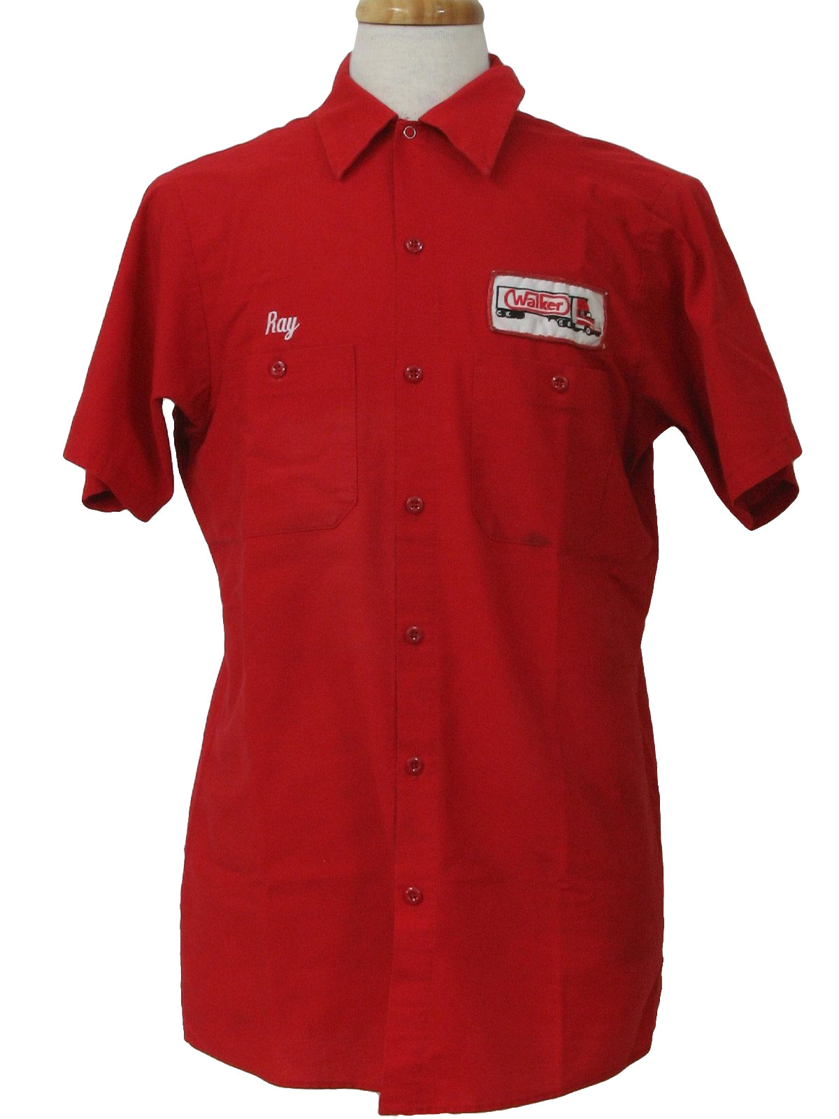 1990's Retro Shirt: 90s -Wear-Guard- Mens bright red polyester short ...
