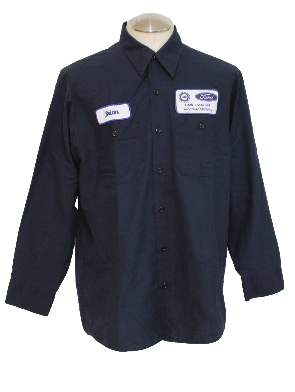 90s Vintage Team Wear Shirt: 90s -Team Wear- Mens navy blue cotton ...