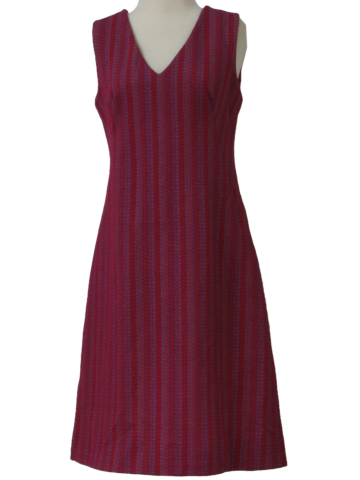 60's Vintage Dress: 60s -Missing Label- Womens shaded red, violet and ...