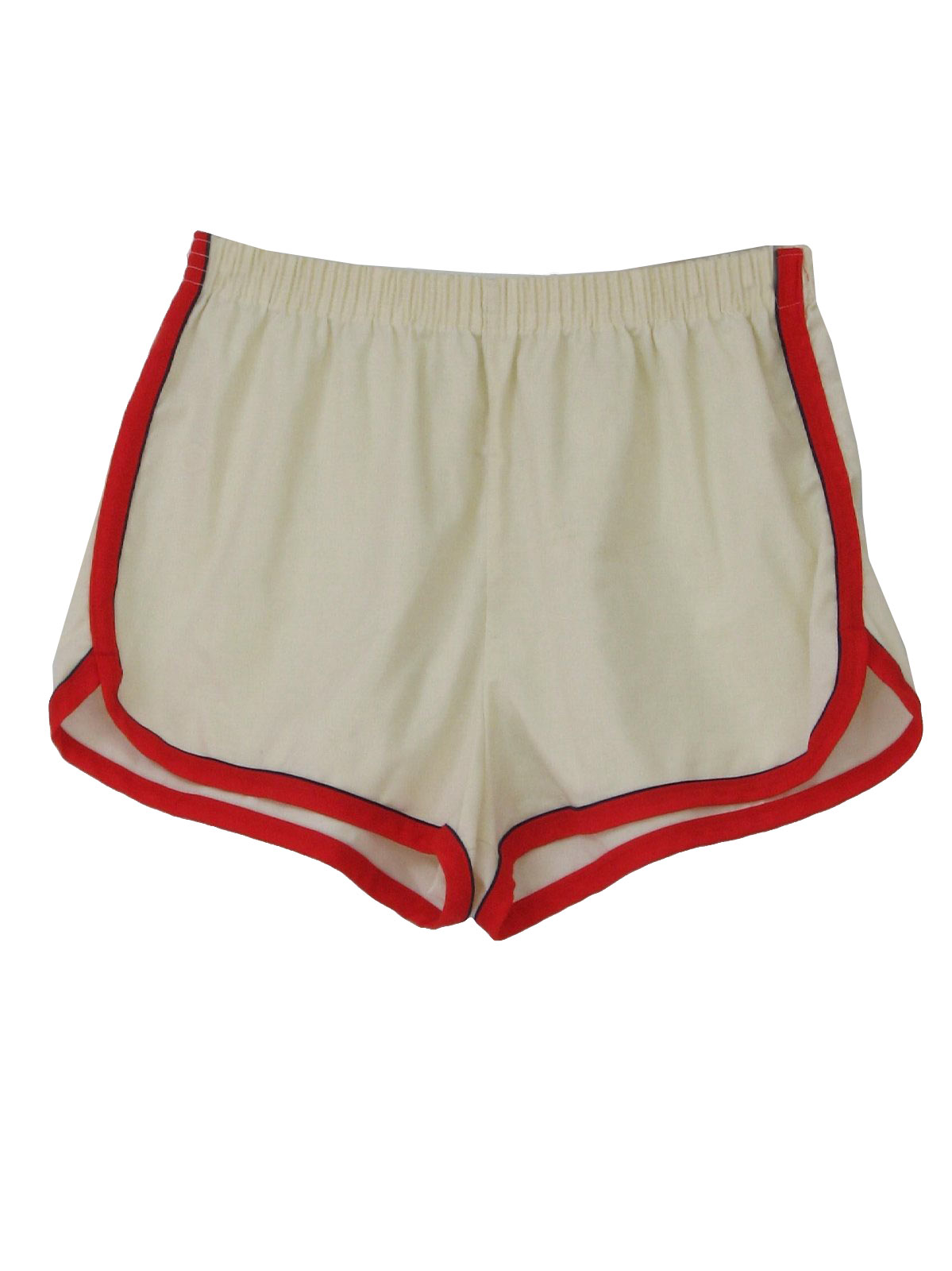 80's Missing Label Shorts: 80s -Missing Label- Mens off white, red and ...