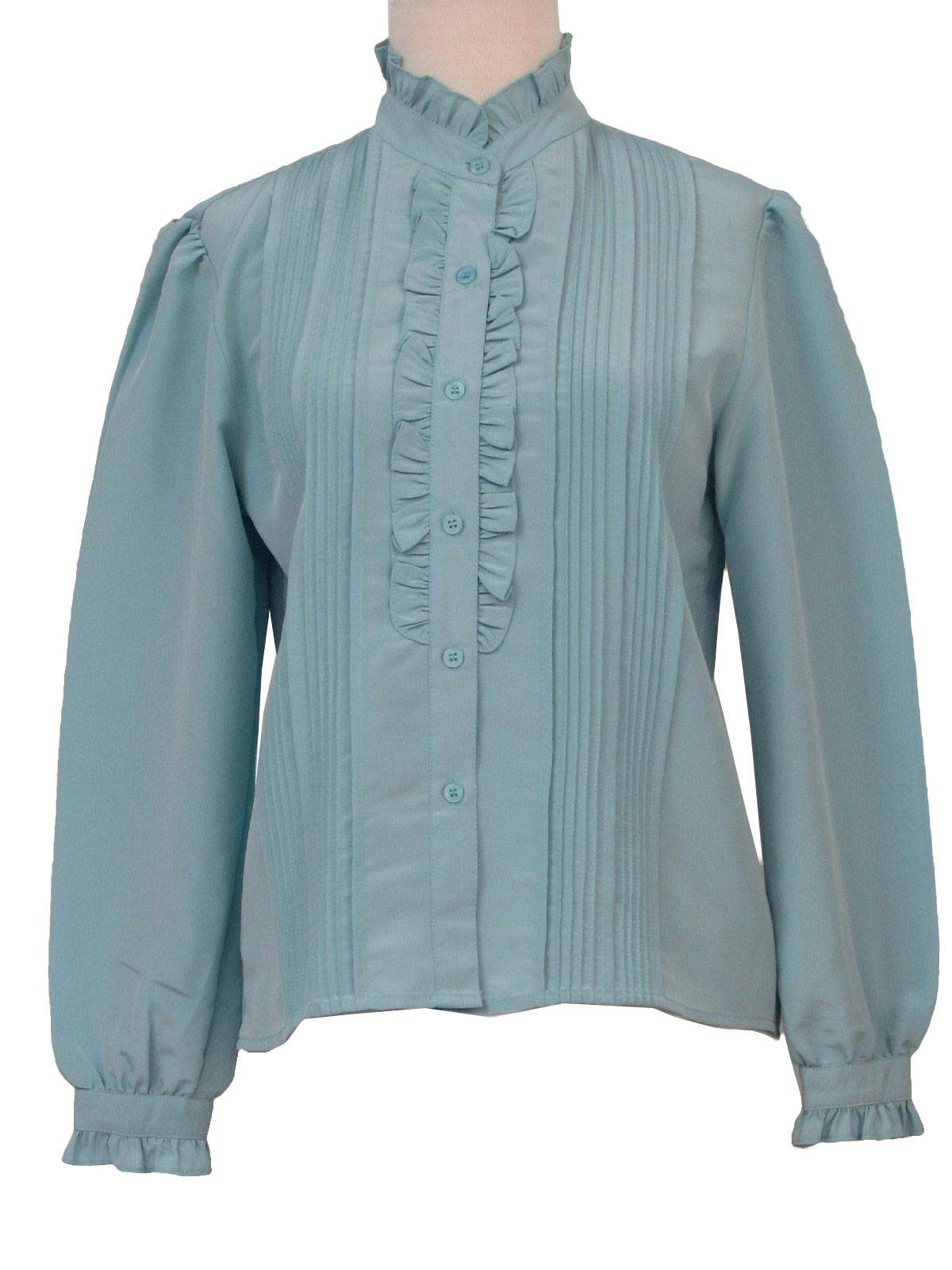 80s Retro Shirt: 80s -Vicki Waynes- Womens petite light blue polyester ...