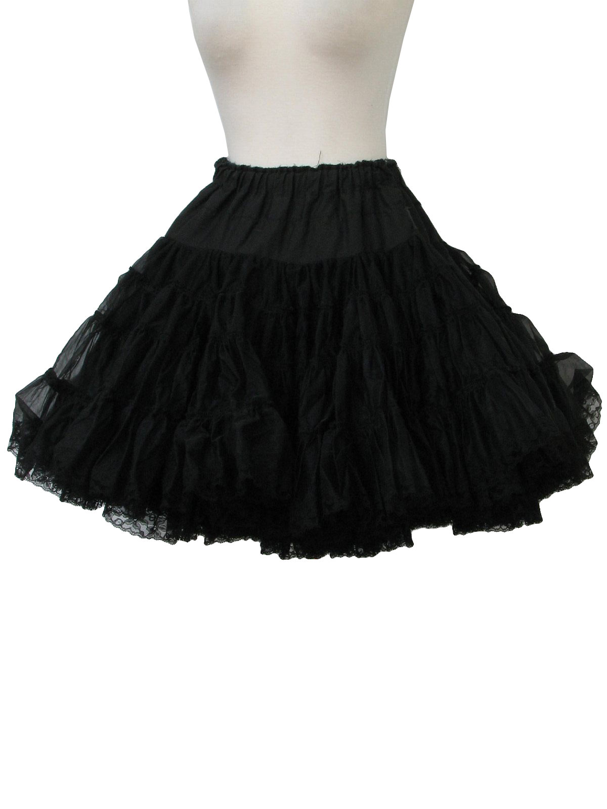 Sixties Sams Skirt: 60s -Sams- Womens black two layered nylon blend ...