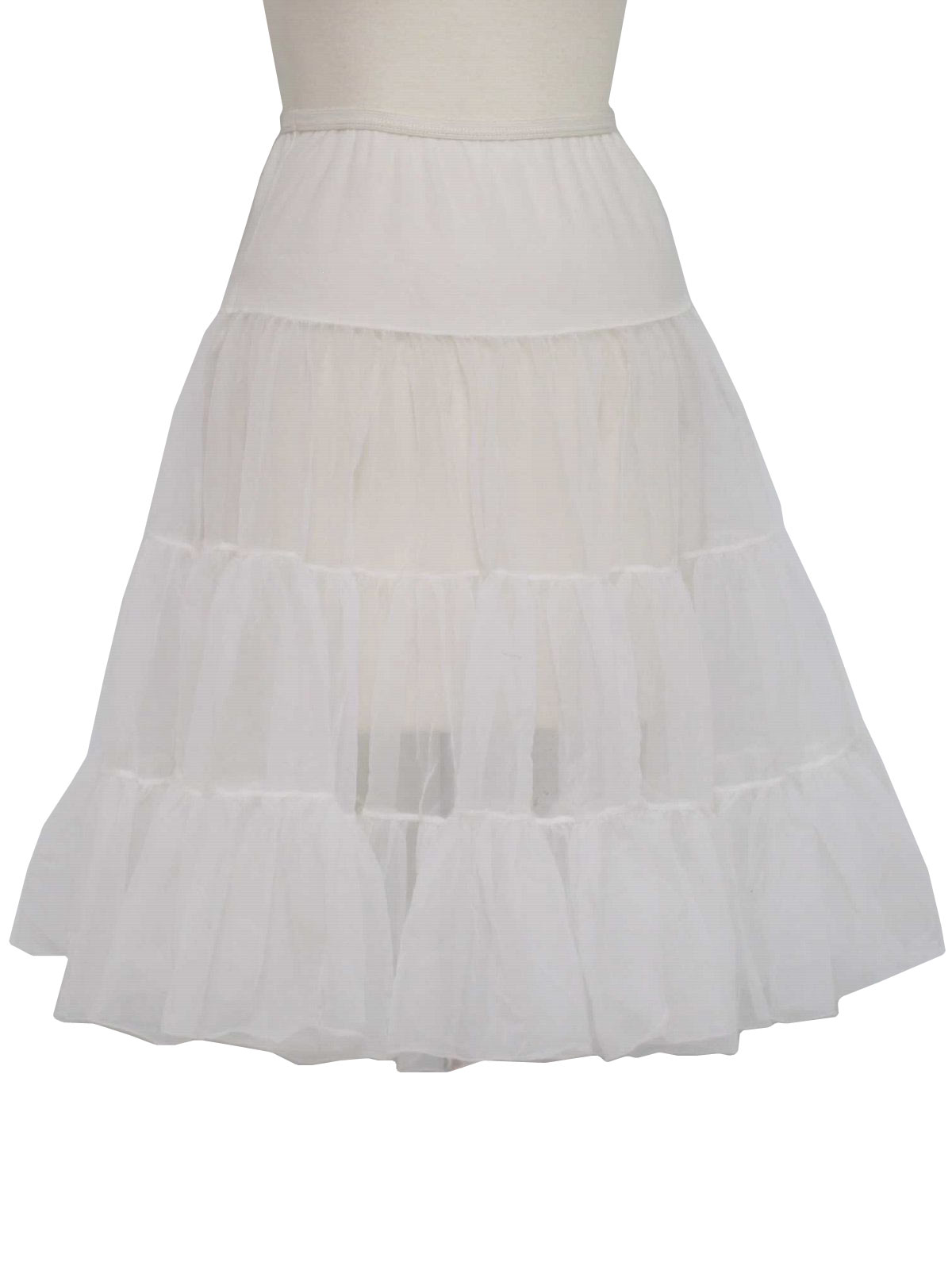 1960's Retro Skirt: 60s -Missing Label- Womens white sheer nylon knit ...