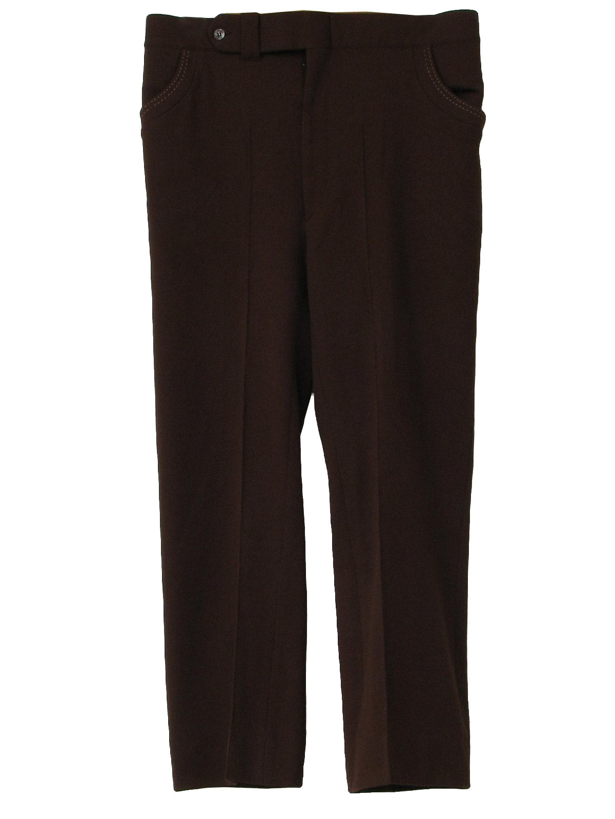 Vintage 1970's Pants: 70s -Sansabelt- Mens dark brown polyester ...