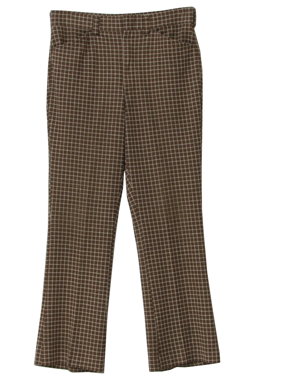 70s Retro Pants 70s Sears Kings Road Mens browna and white plaid