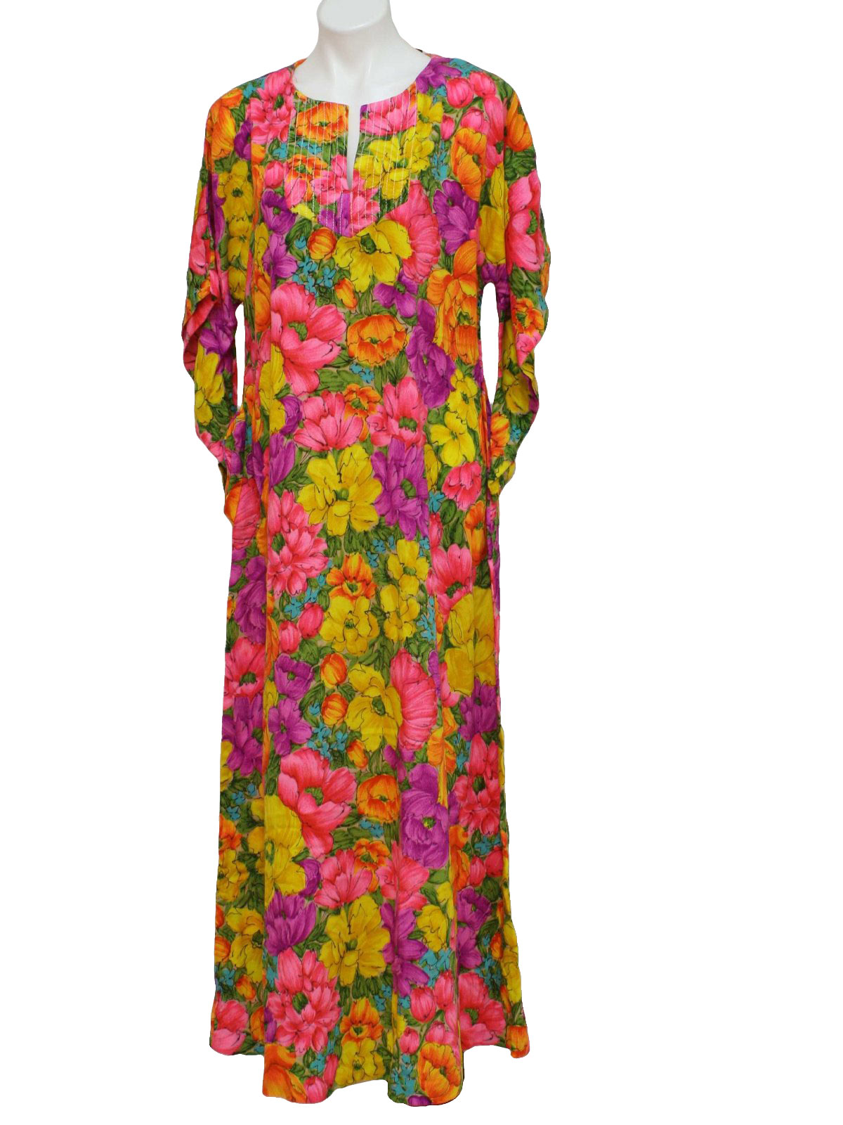 1980's Vintage Hawaiian Dress: 80s -no label- Womens shades of yellow ...