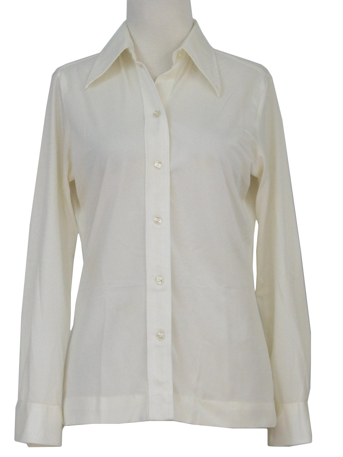 1970's Disco Shirt (Care Label): 70s -Care Label- Womens light ivory ...