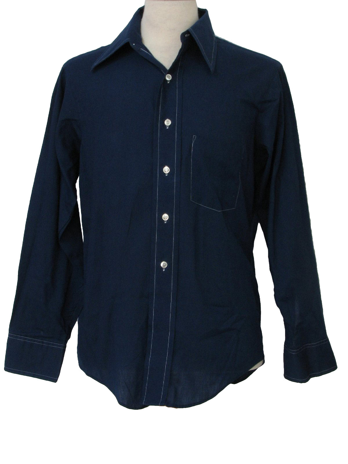 Retro Sixties Shirt: Late 60s -K Mart- Mens navy blue cotton polyester ...