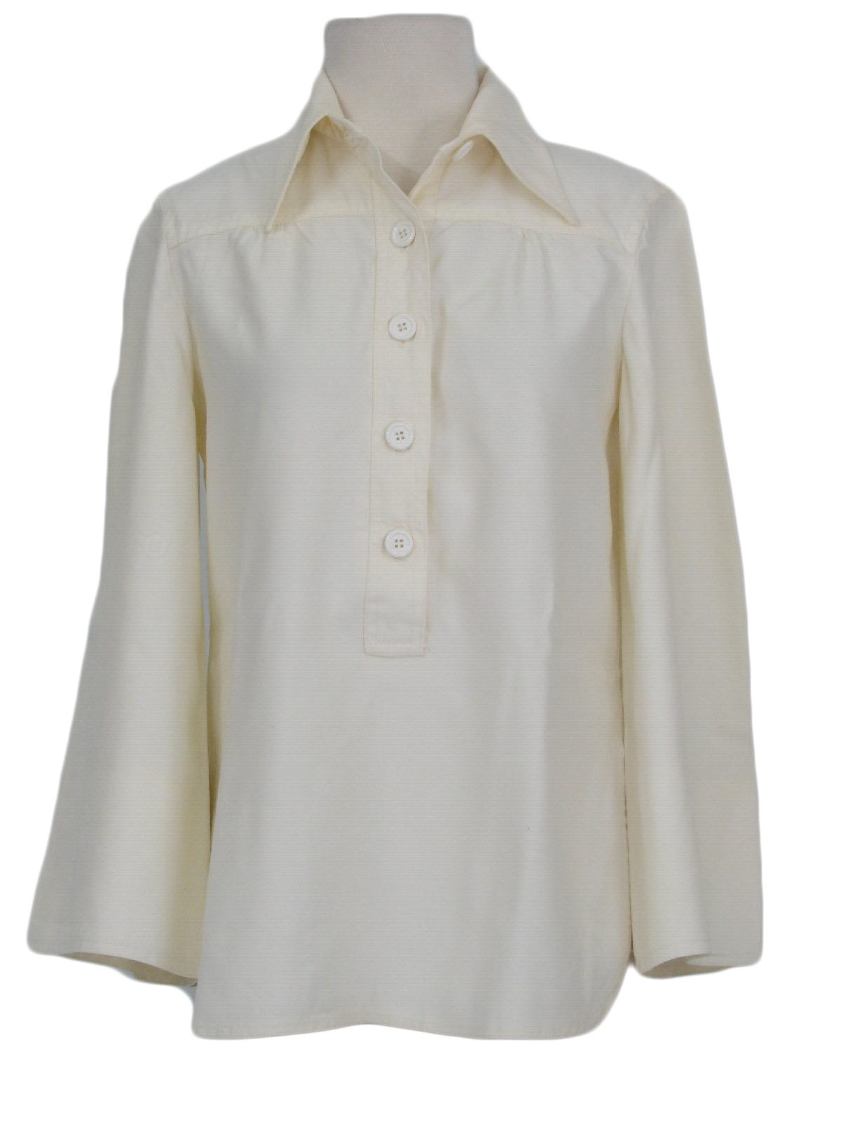 Vintage 70s Hippie Shirt: 70s -no label- Womens cream cotton polyester ...