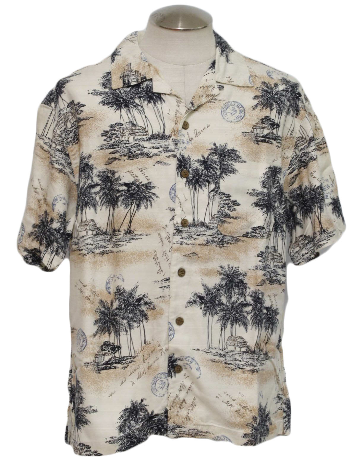 Nineties La Cabana Hawaiian Shirt: 90s -La Cabana- Mens off white and ...
