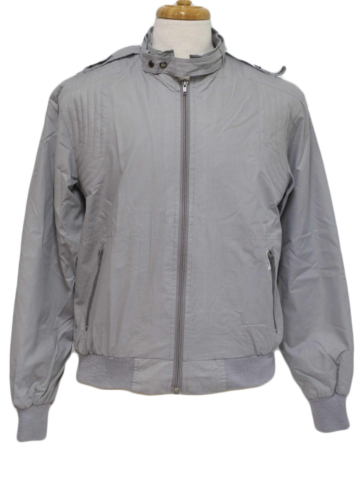 Retro 80's Jacket: 80s -Autre Mode- Mens light grey polyester cotton ...