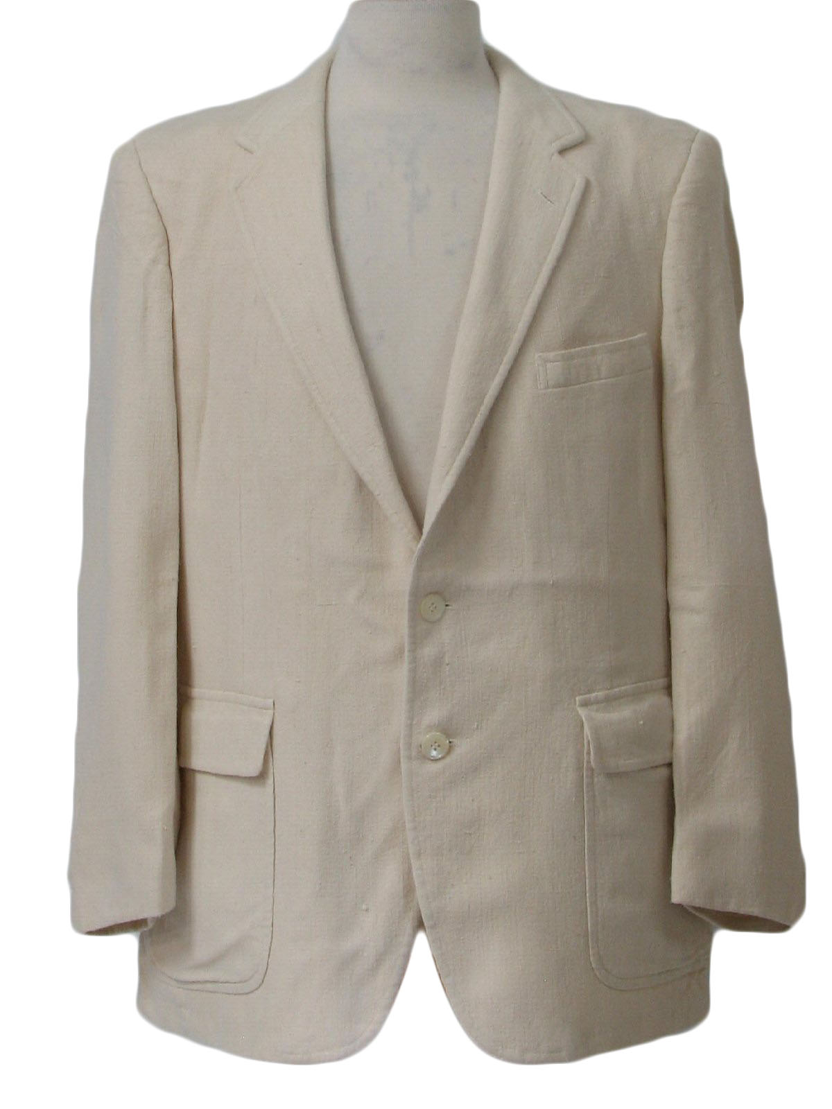 80's Vintage Jacket: 80s -No Label- Mens off white cotton linen blazer ...