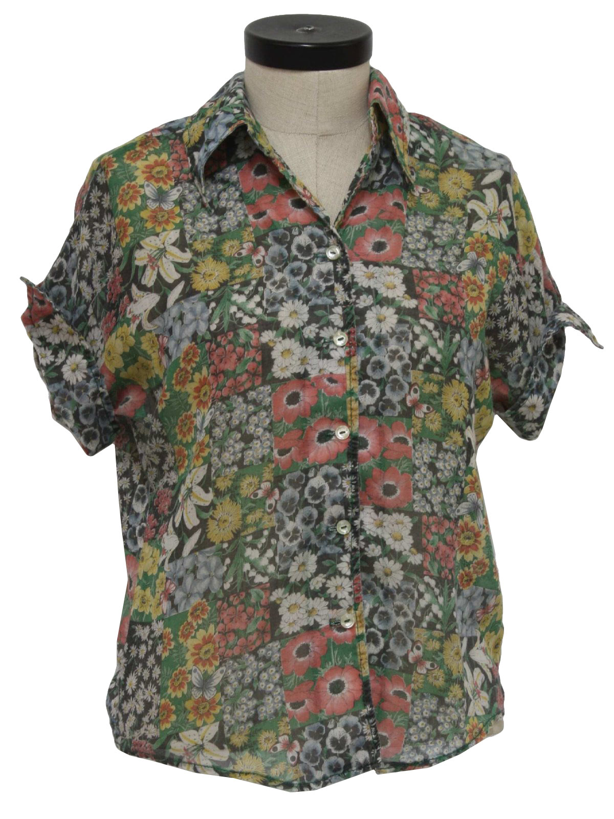 70s Vintage Di Fiore Shirt: 70s -Di Fiore- Womens grey, green, light ...