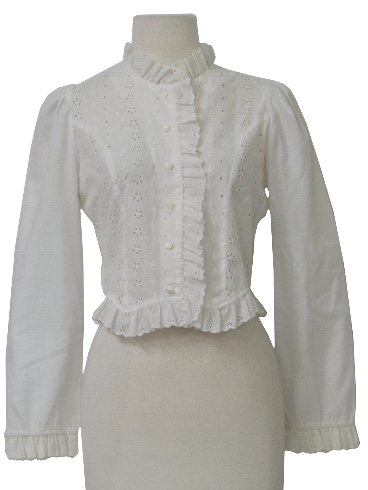 Vintage 1980's Shirt: Early 80s -Liberation- Womens white eyelet styled ...