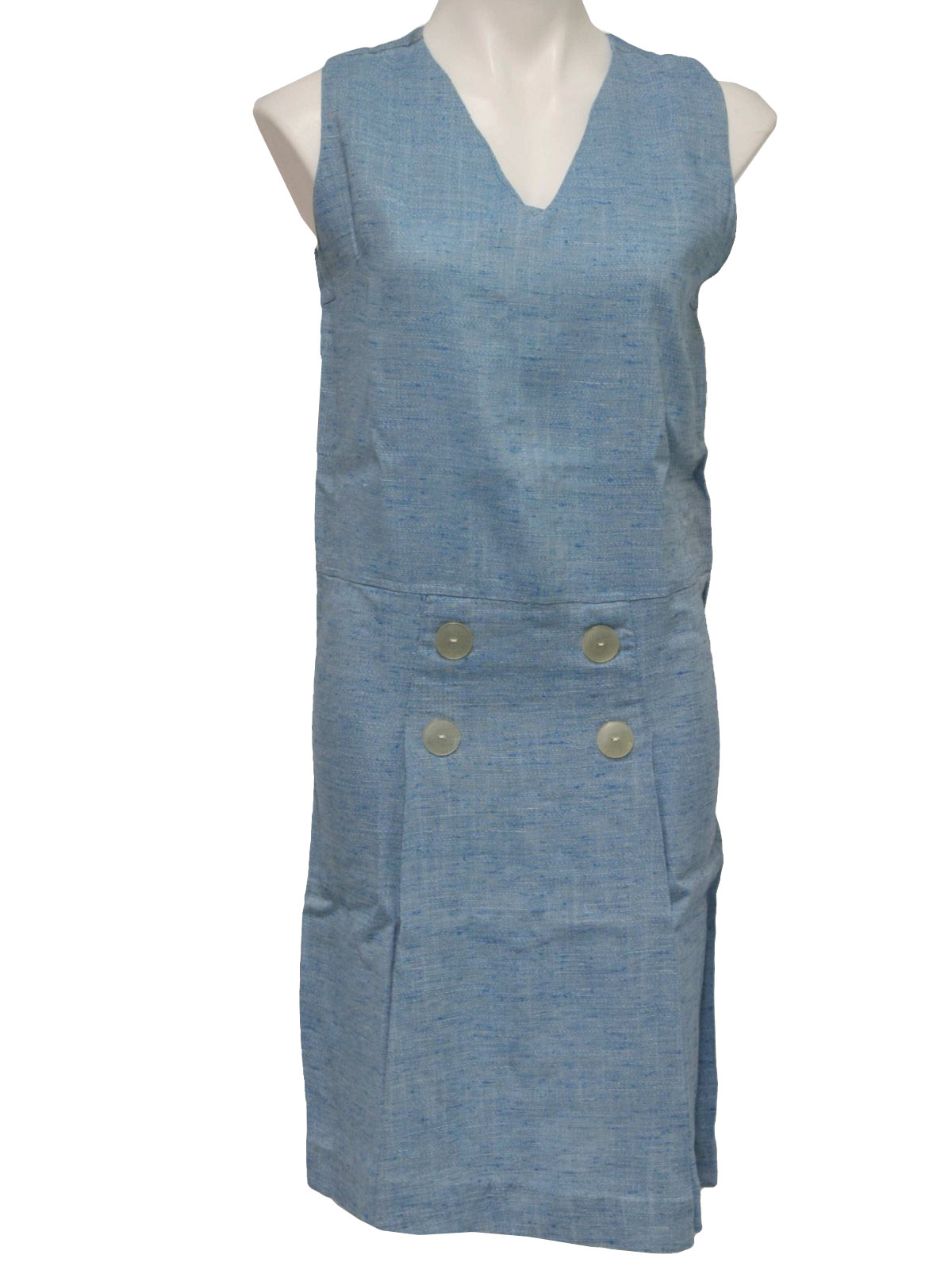 60's Bella Rena Dress: 60s -Bella Rena- Womens baby blue cotton linen ...