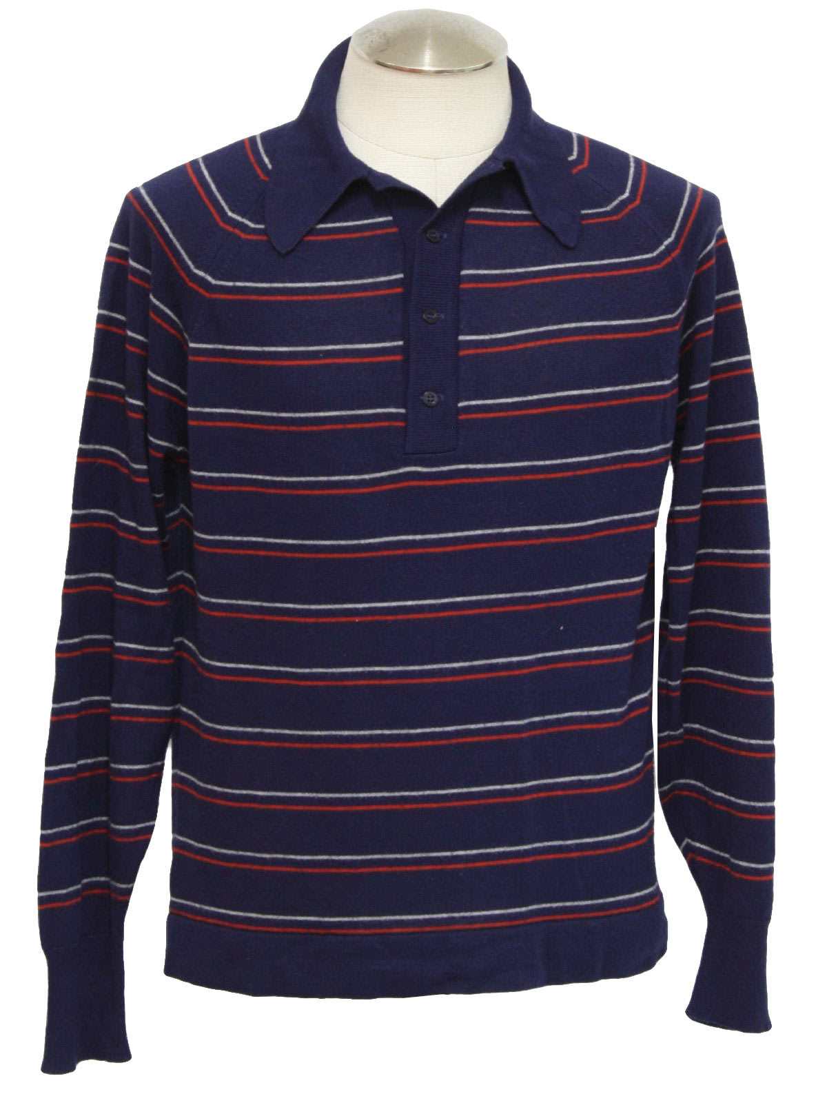 Retro 1970's Knit Shirt (Thane) : 70s -Thane- Mens navy blue, red and ...