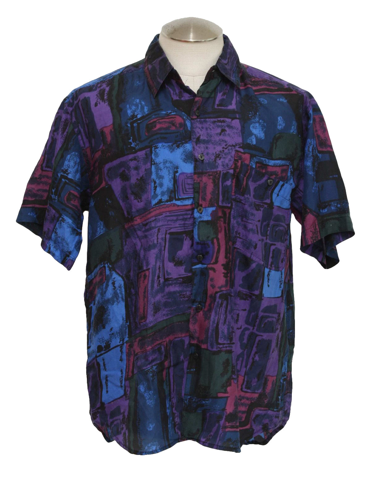 In Private 1980s Vintage Shirt: 80s -In Private- Mens black, purple ...