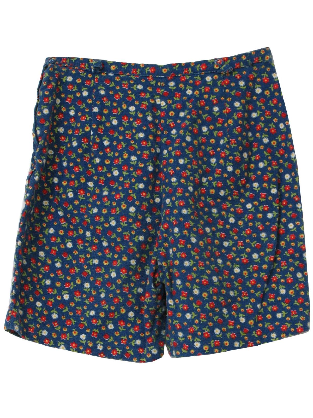 1960's Retro Shorts 60s no label Womens lake blue, red, light green