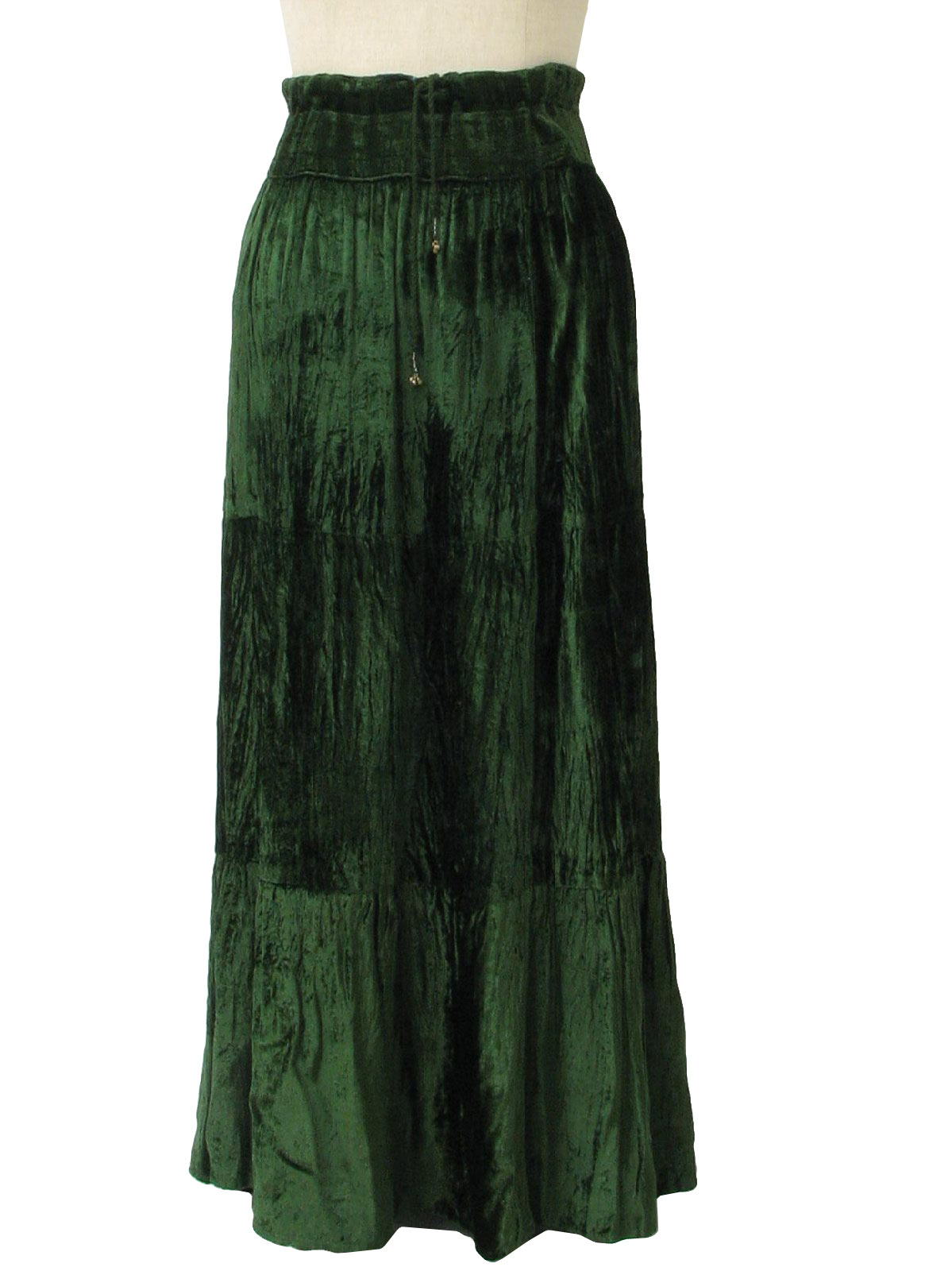 1980's Vintage Hippie Skirt: 80s -No Label- Womens dark green rayon ...