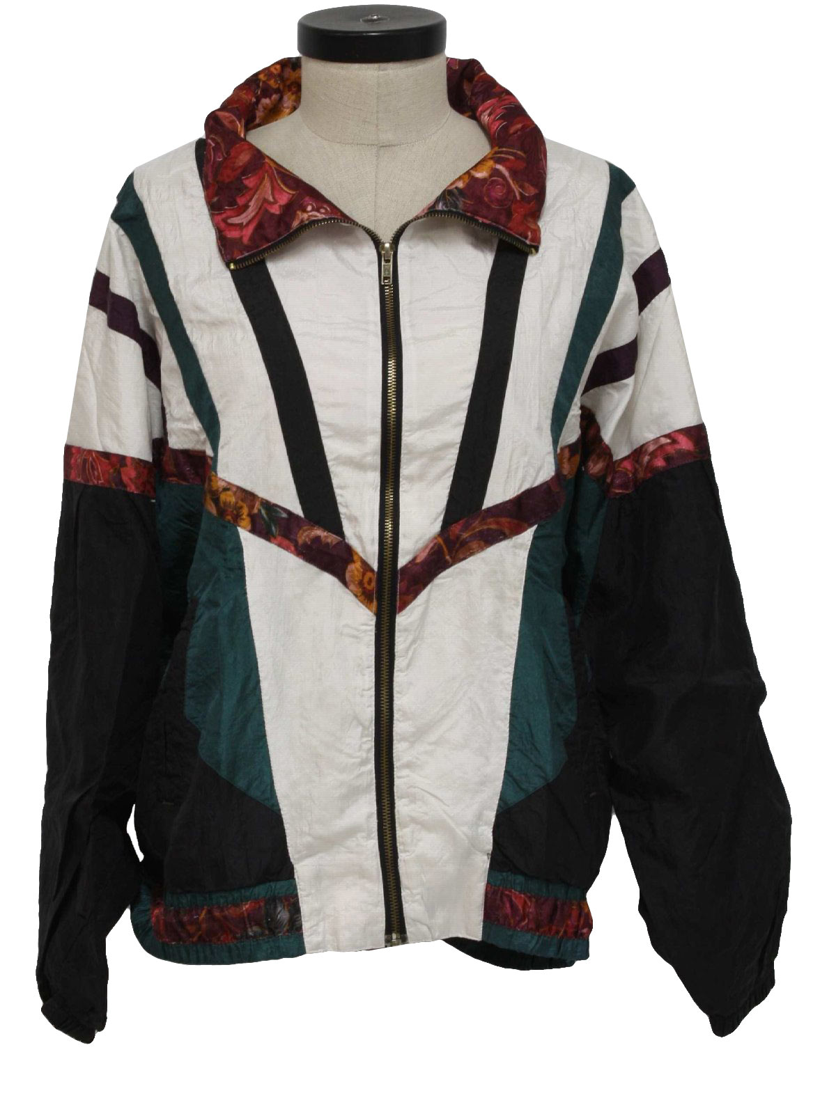 Vintage 1990's Jacket: 90s -Athletech- Womens off white, green, black ...