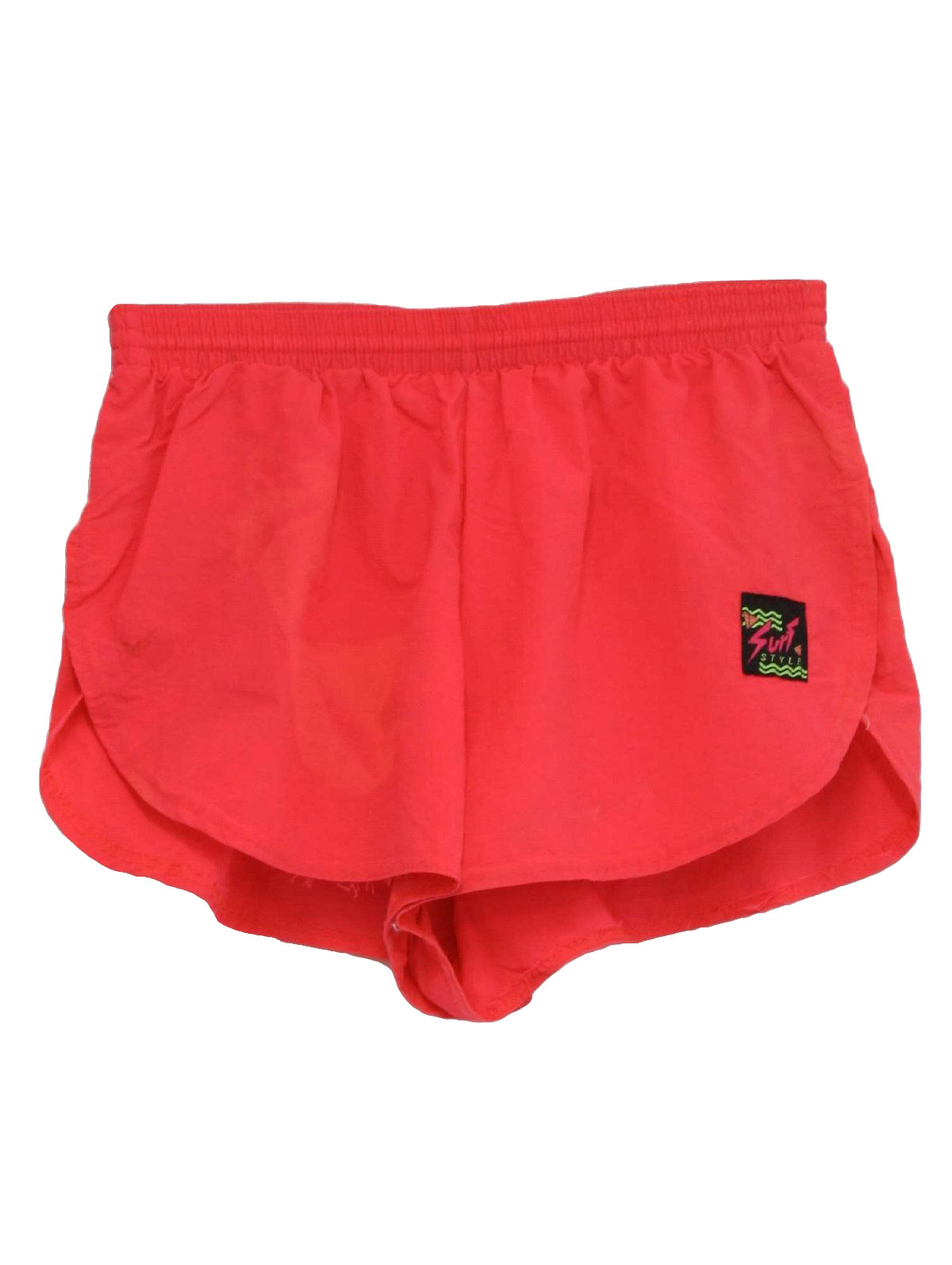 Retro Nineties Shorts: 90s -Surf Line- Mens hot pink nylon, brief lined ...