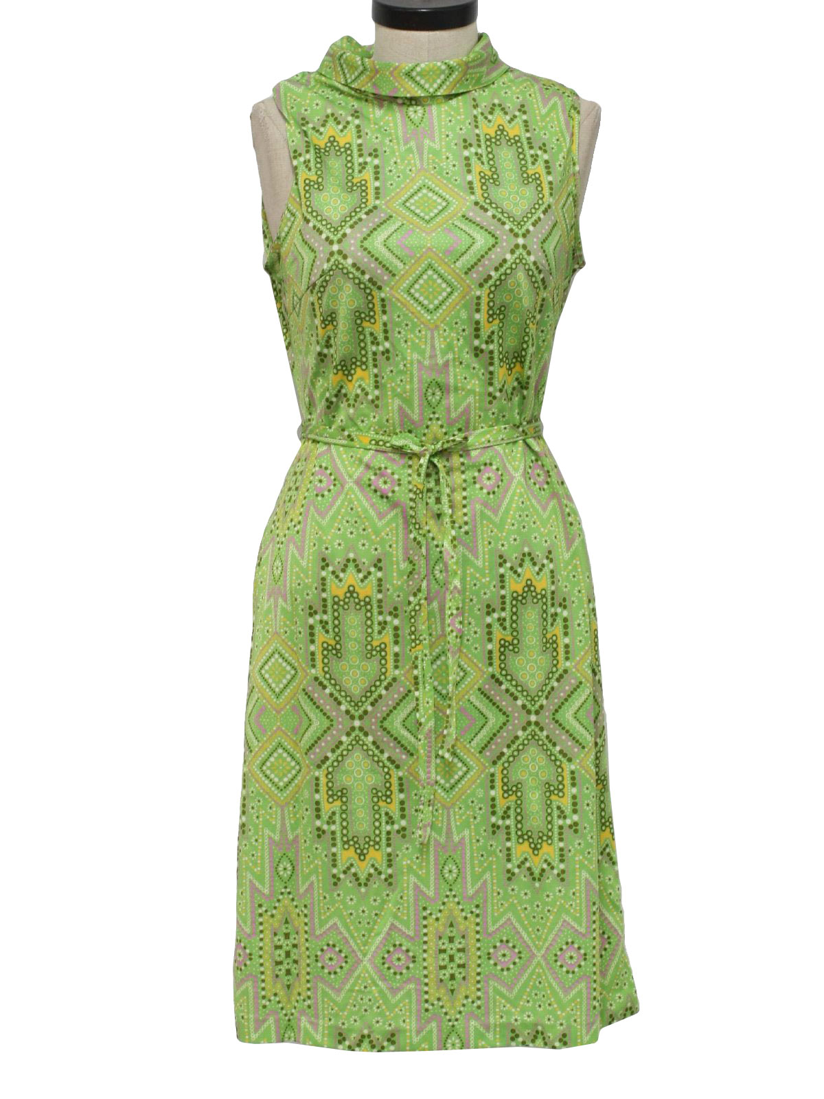 Vintage St. Michael 1970s Dress: 70s -St. Michael- Womens bright green ...